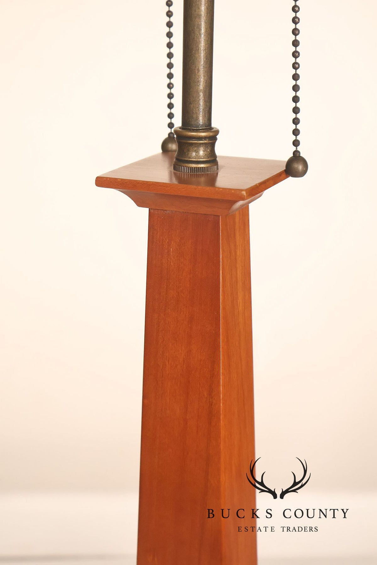 Stickley Stained Glass Shade Cherry Wood Table Lamp
