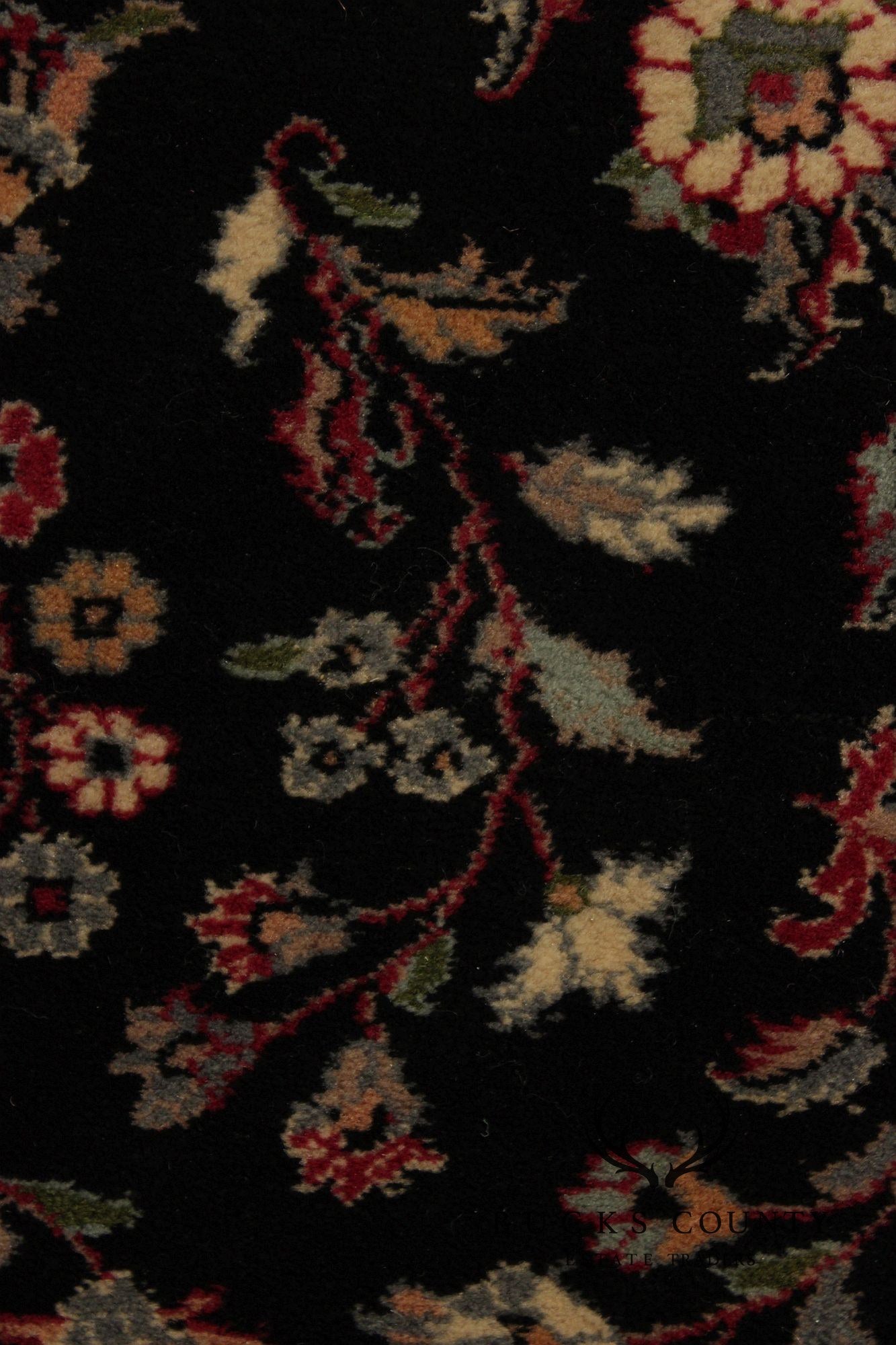 Persian Floral Medallion Style Wool Area Rug With Black Field 4.2 X 6.8