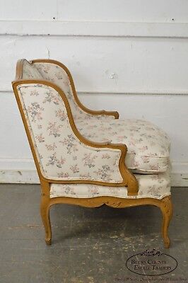 French Louis XV Custom Upholstered Carved Frame Wide Seat Bergere Lounge Chair