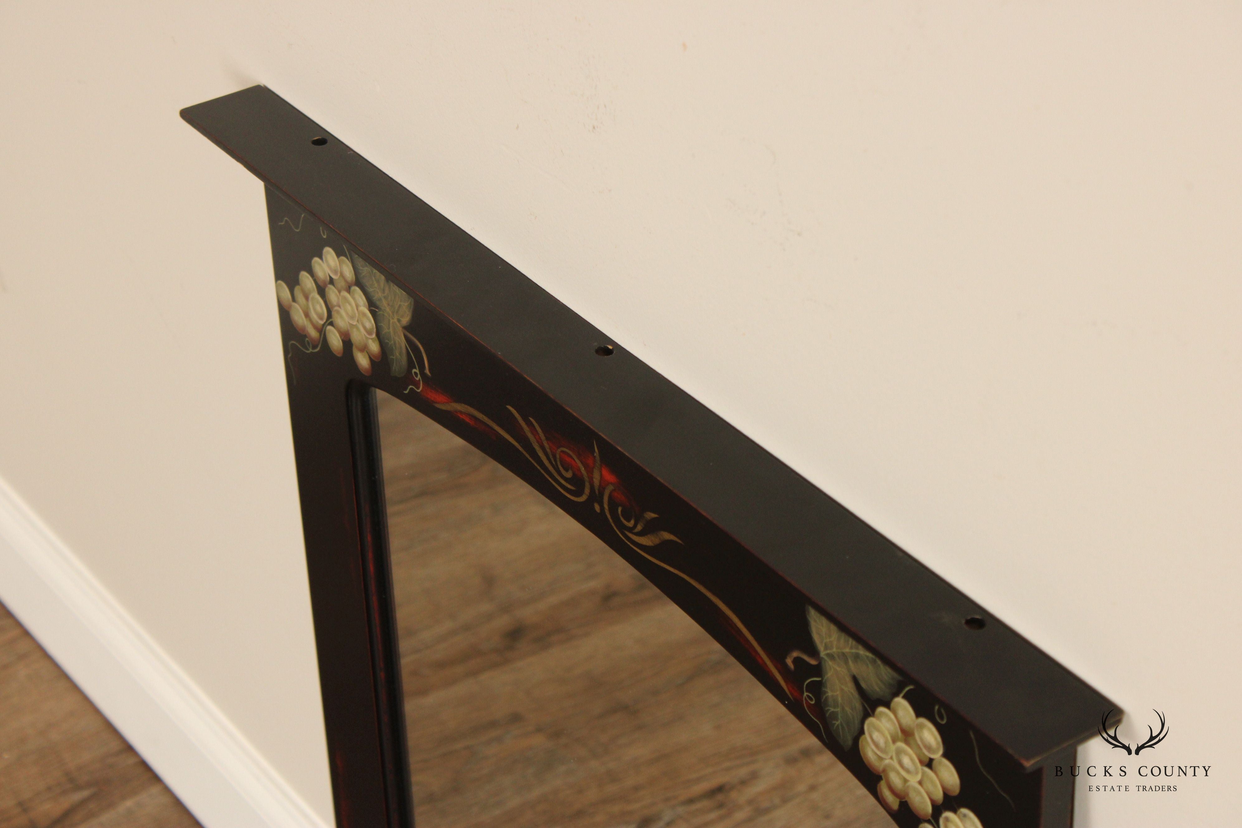 Painted Black Fruit Motif Wall Mirror