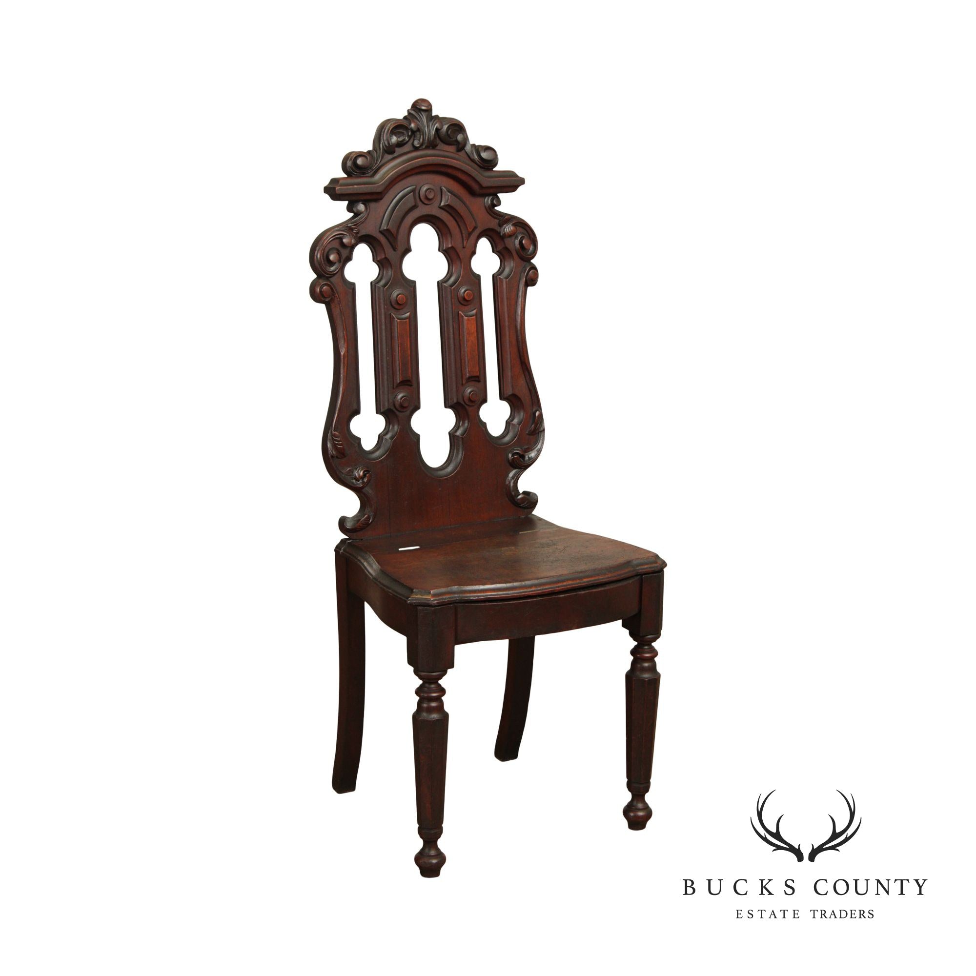 Victorian Walnut Carved Hall Music Chair with Storage Seat