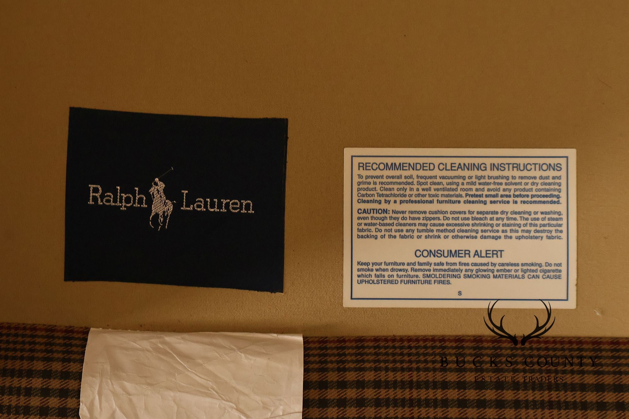 Ralph Lauren Traditional Plaid Upholstered Wingback Lounge Chairs
