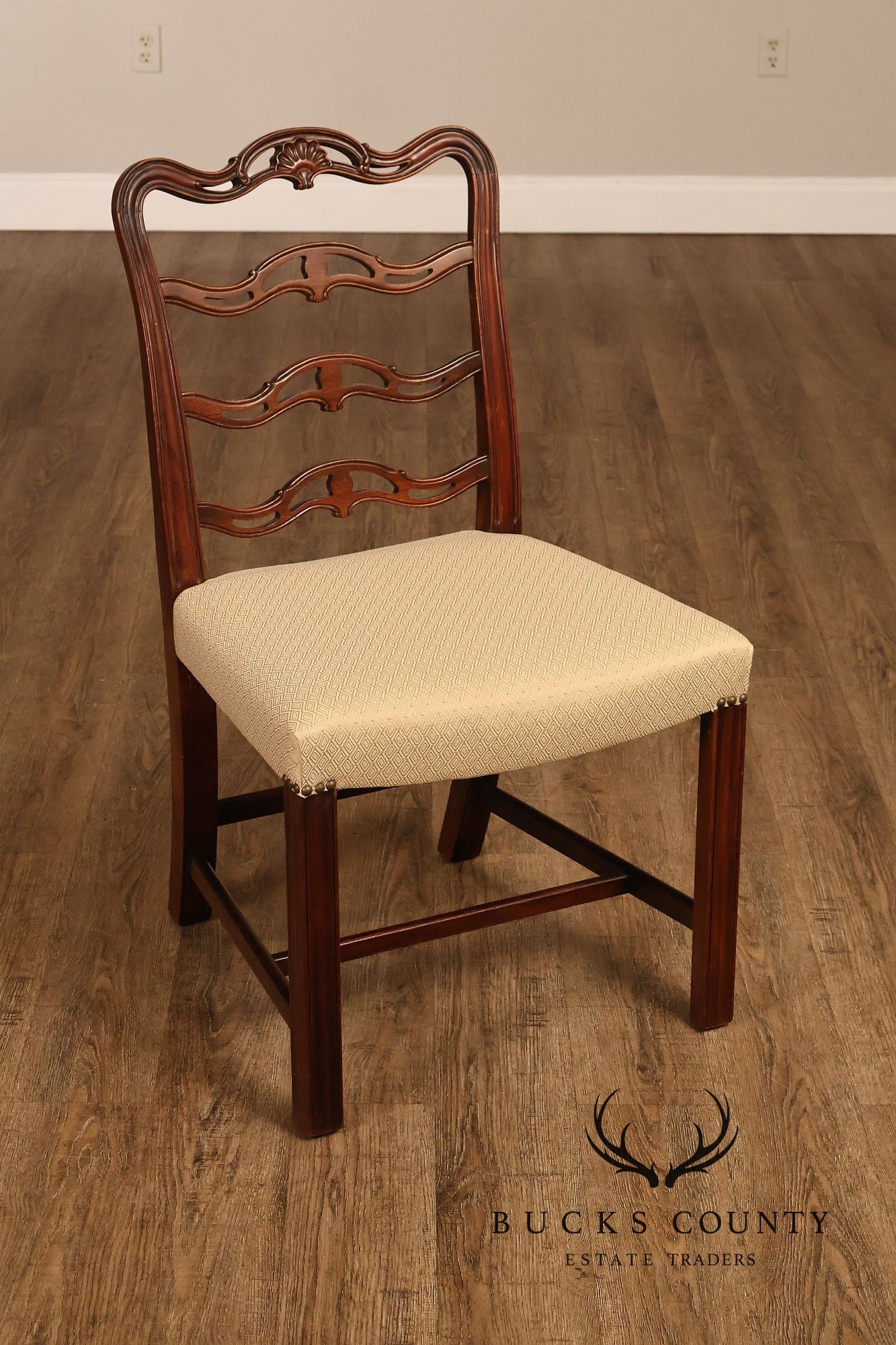 Chippendale Style Set of Eight Mahogany Ladder Back Dining Chairs