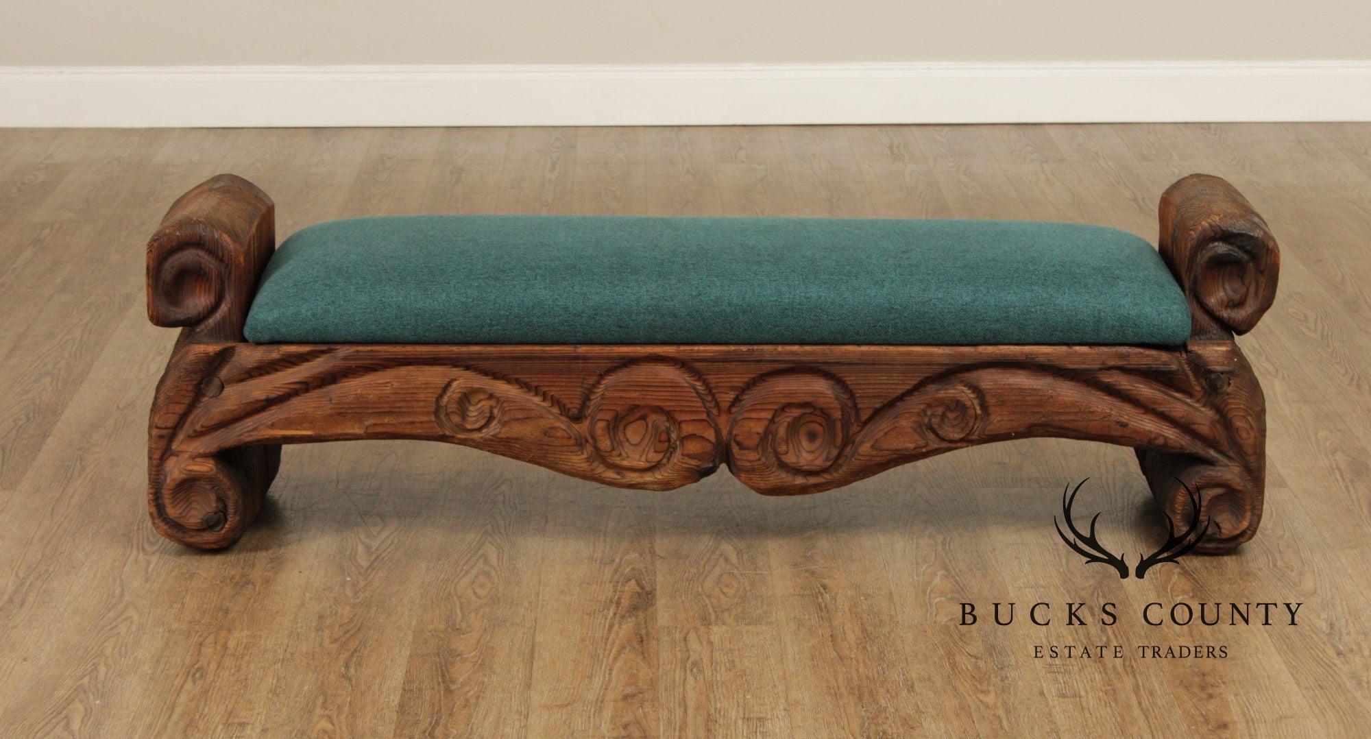 Witco Mid-Century Carved Pine Tiki Bench