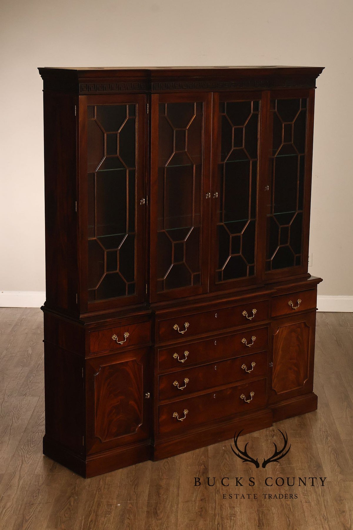 Stickley Georgian Style Mahogany Bookcase Breakfront