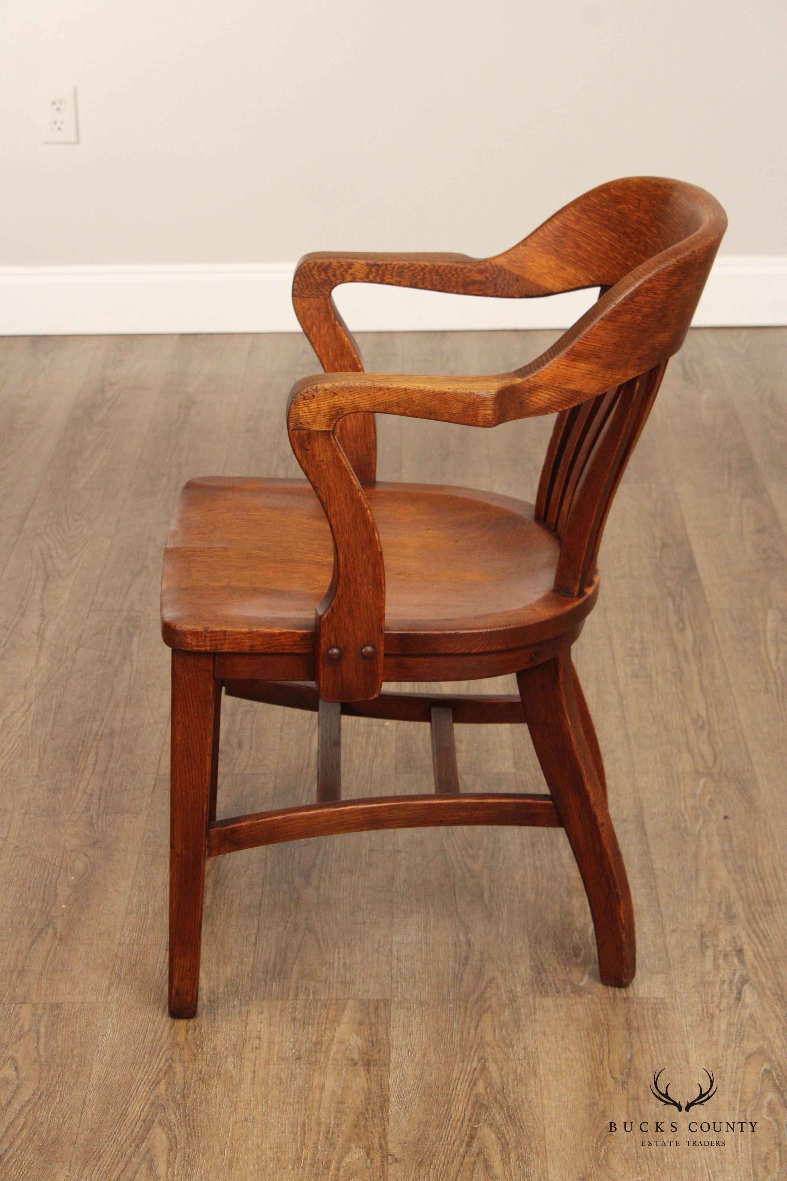 Antique Oak Bank Of England Armchair