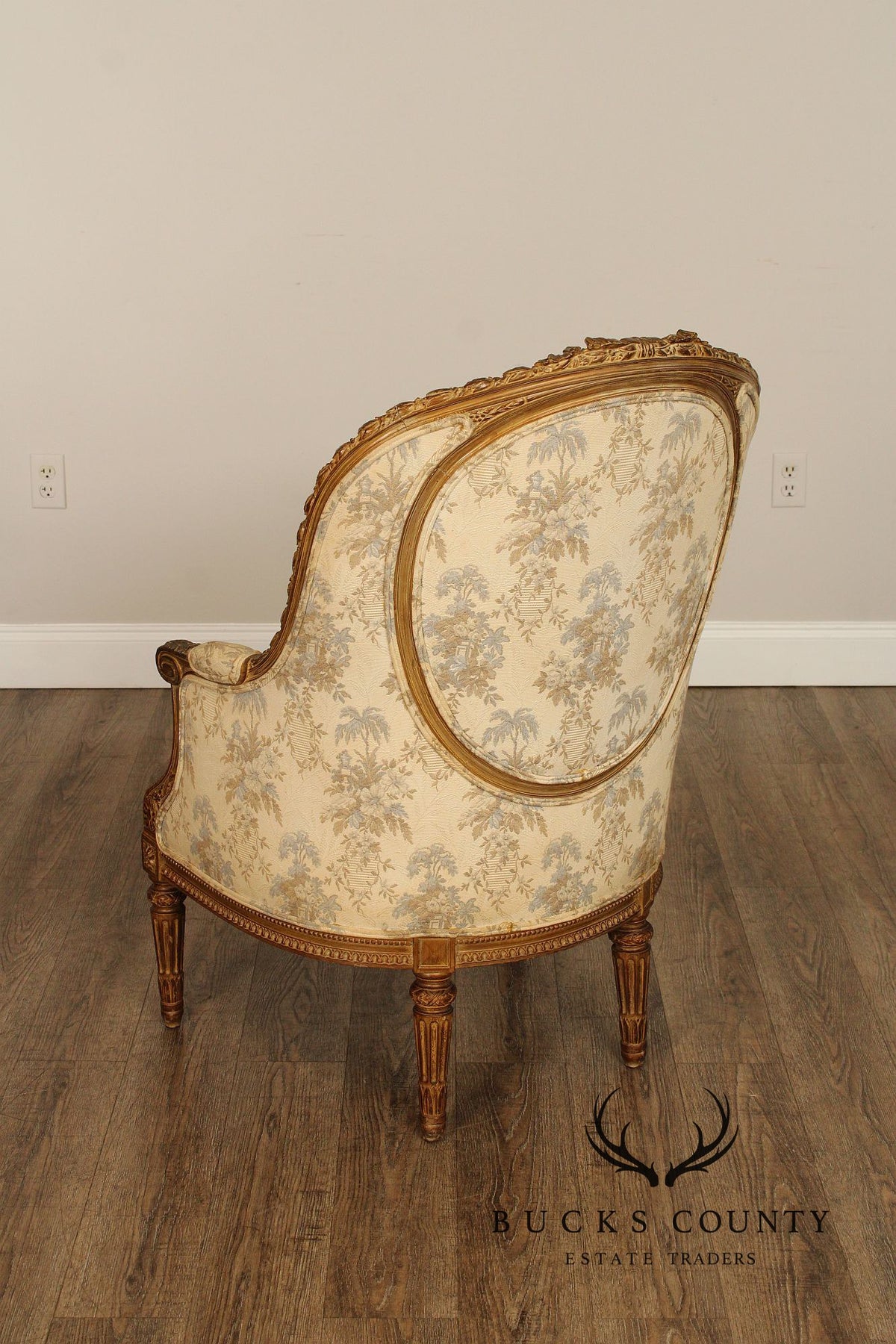 Antique French Louis XVI Style Giltwood Bergère Chair