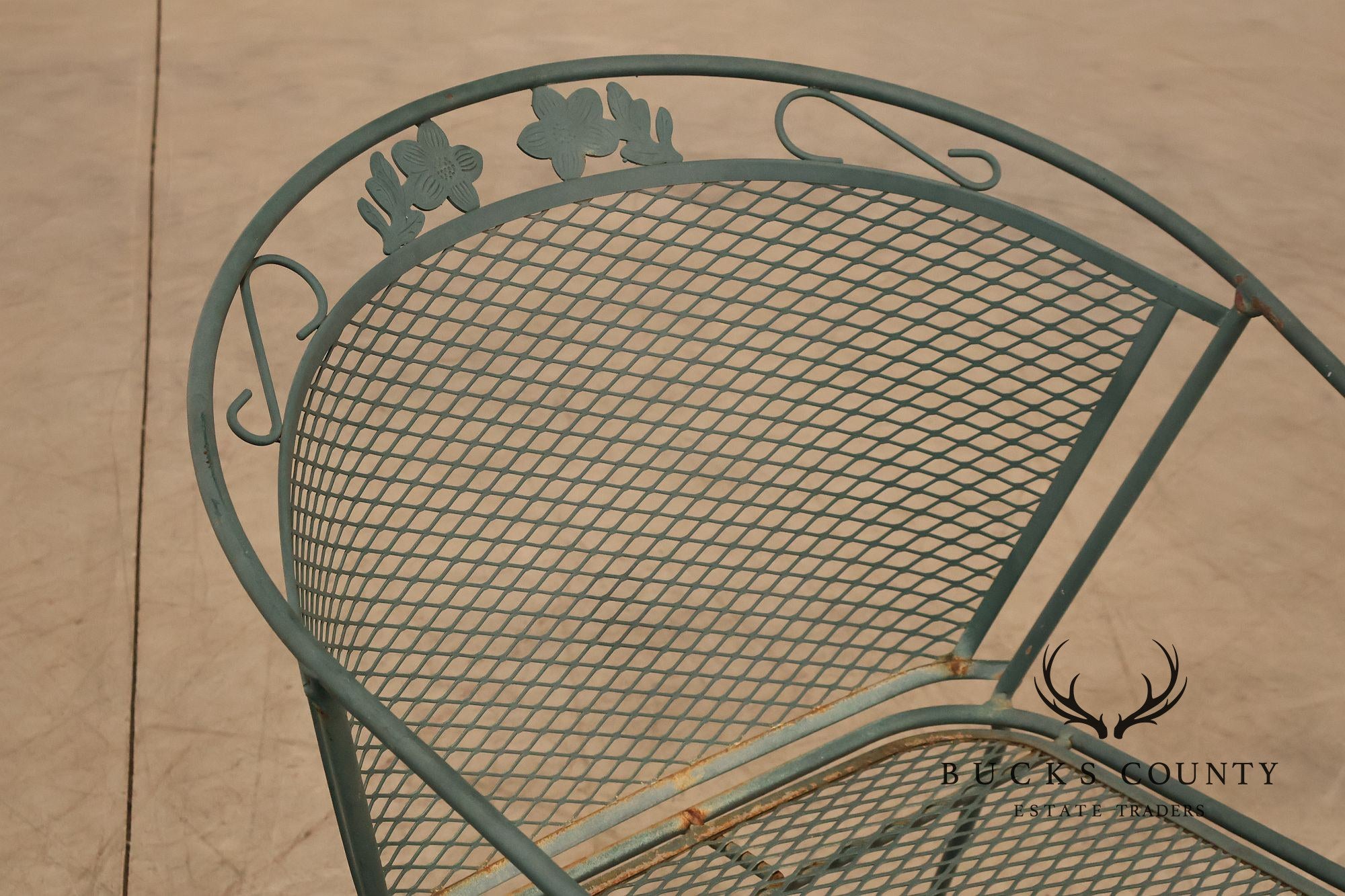 Wrought Iron Vintage Round Patio Table And Four Chairs Set
