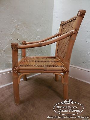 Vintage Set of 4 Heavy Genuine Bamboo Arm Chairs