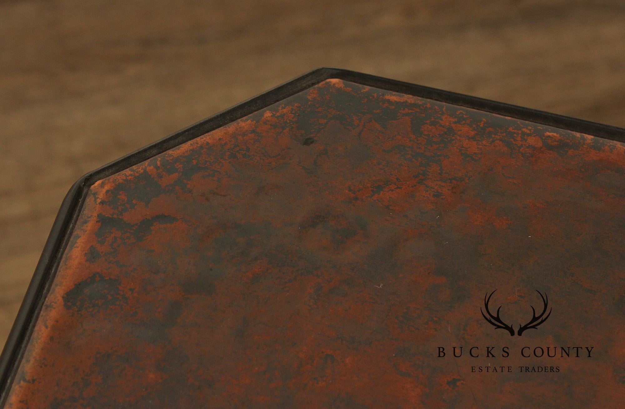 QualityForged Iron and Hammered Copper Top Console Table