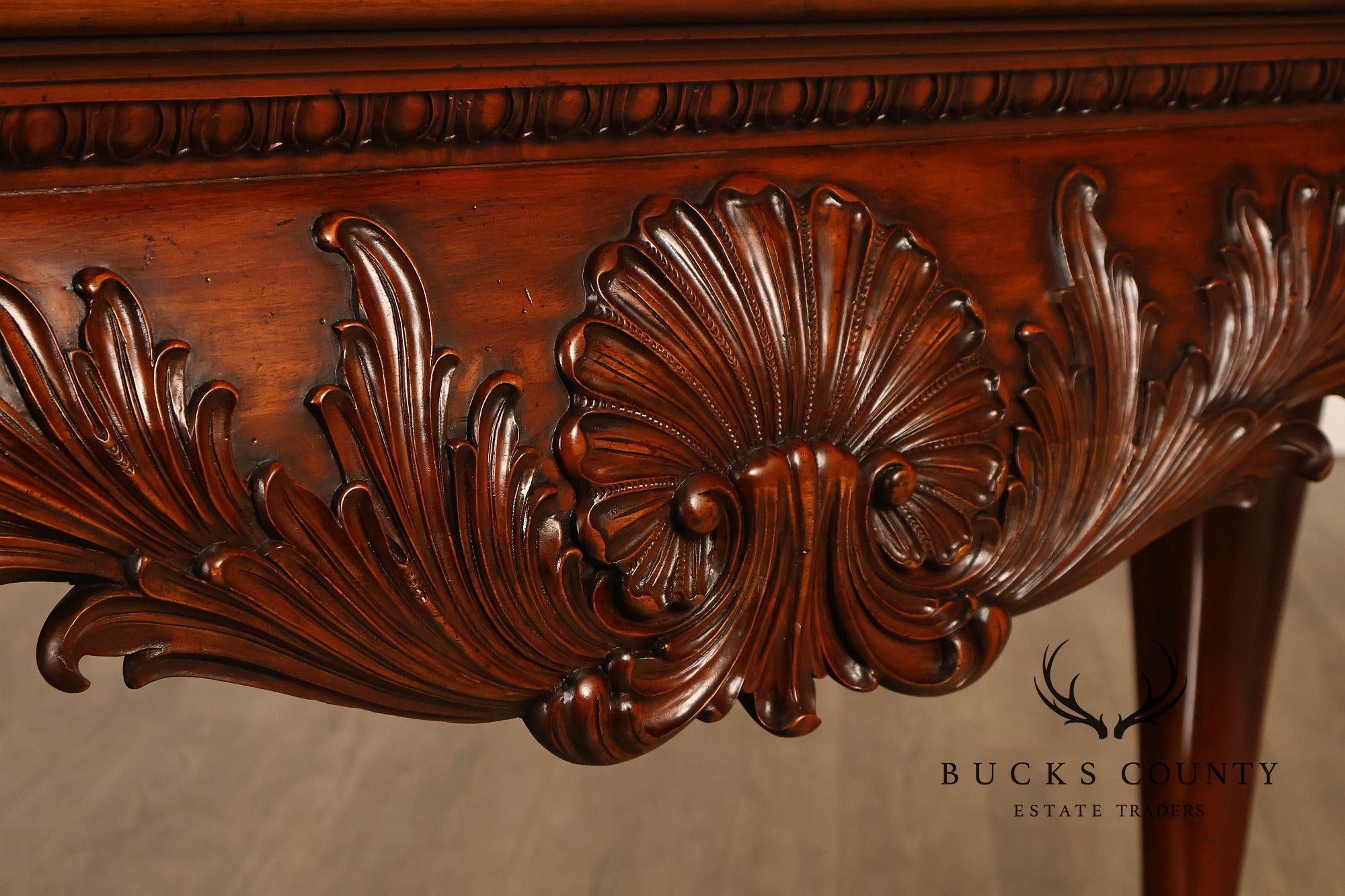 Maitland-Smith Georgian Style Carved Mahogany Inlaid Console Table