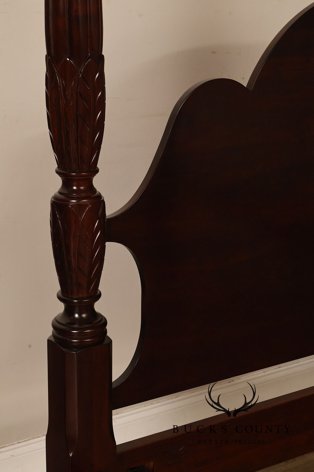 Statton Furniture Cherry Queen Tobacco Leaf Poster Bed