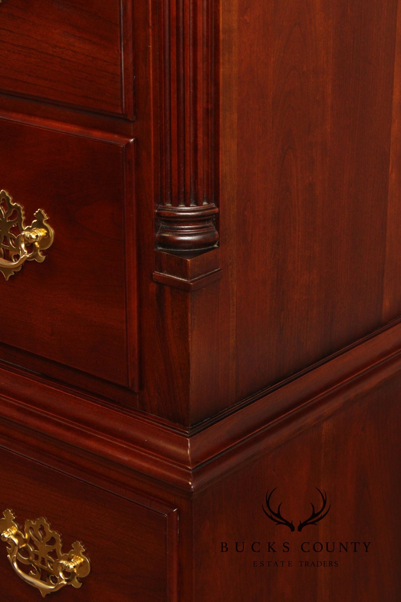 Statton Chippendale Style Cherry Chest on Chest