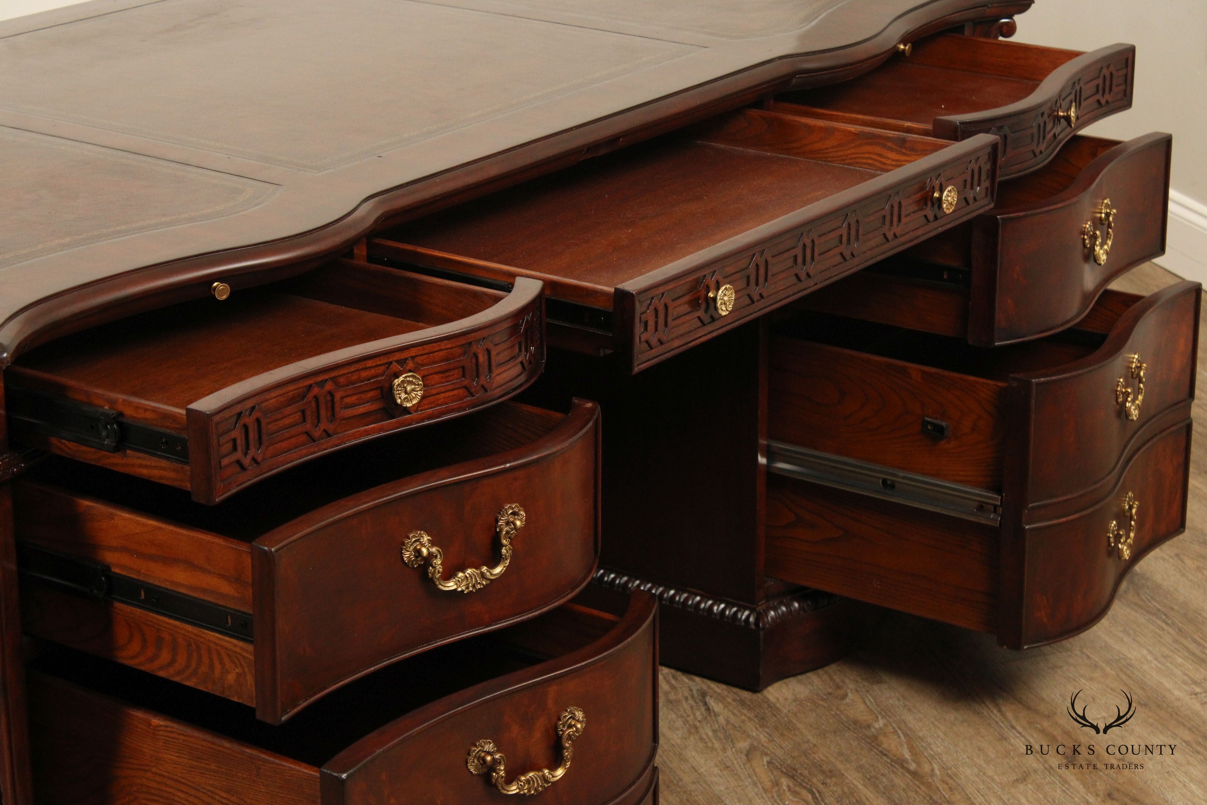 Georgian Style Leather Top Mahogany Executive Writing Desk