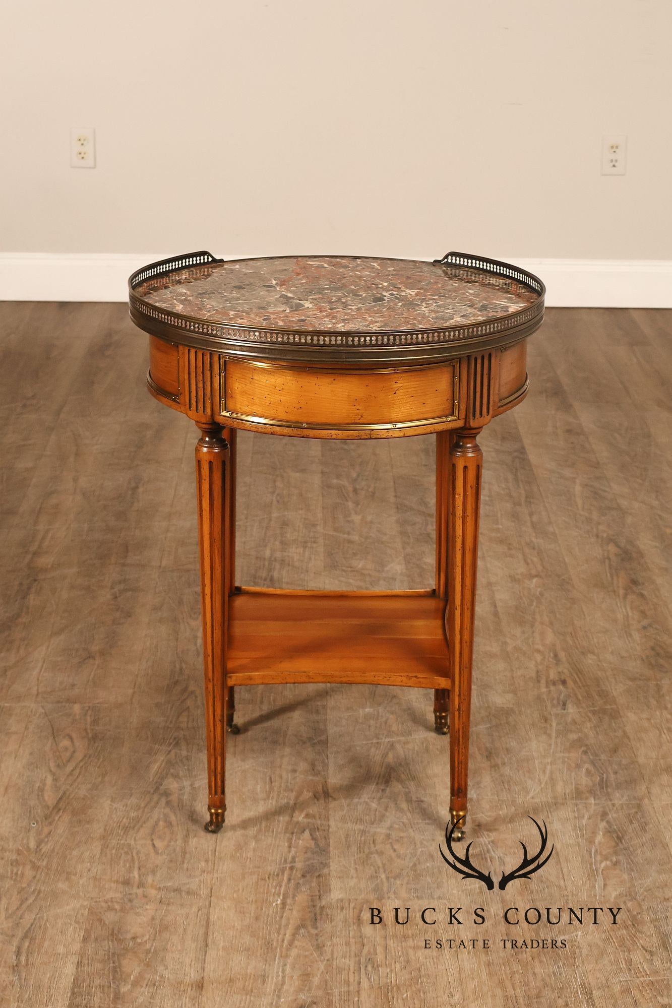 De Bournay French Louis XVI Style Round Marble Top End Table