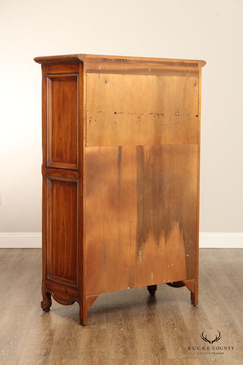 FRENCH COUNTRY STYLE CARVED OAK TWO DOOR ARMOIRE