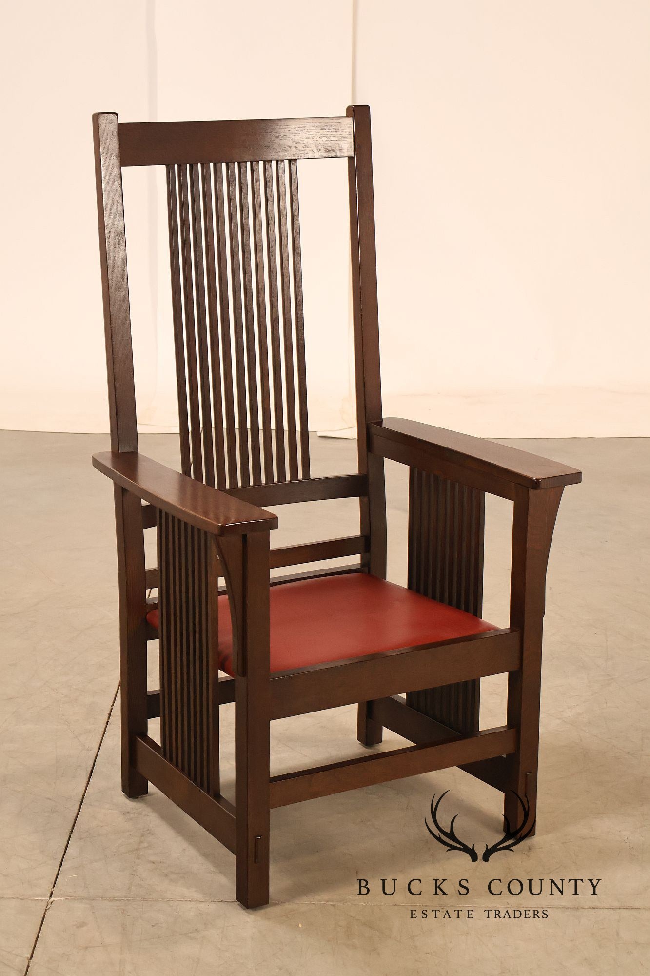 Stickley Mission Collection Set Of Four Oak High Back Spindle Dining Chairs