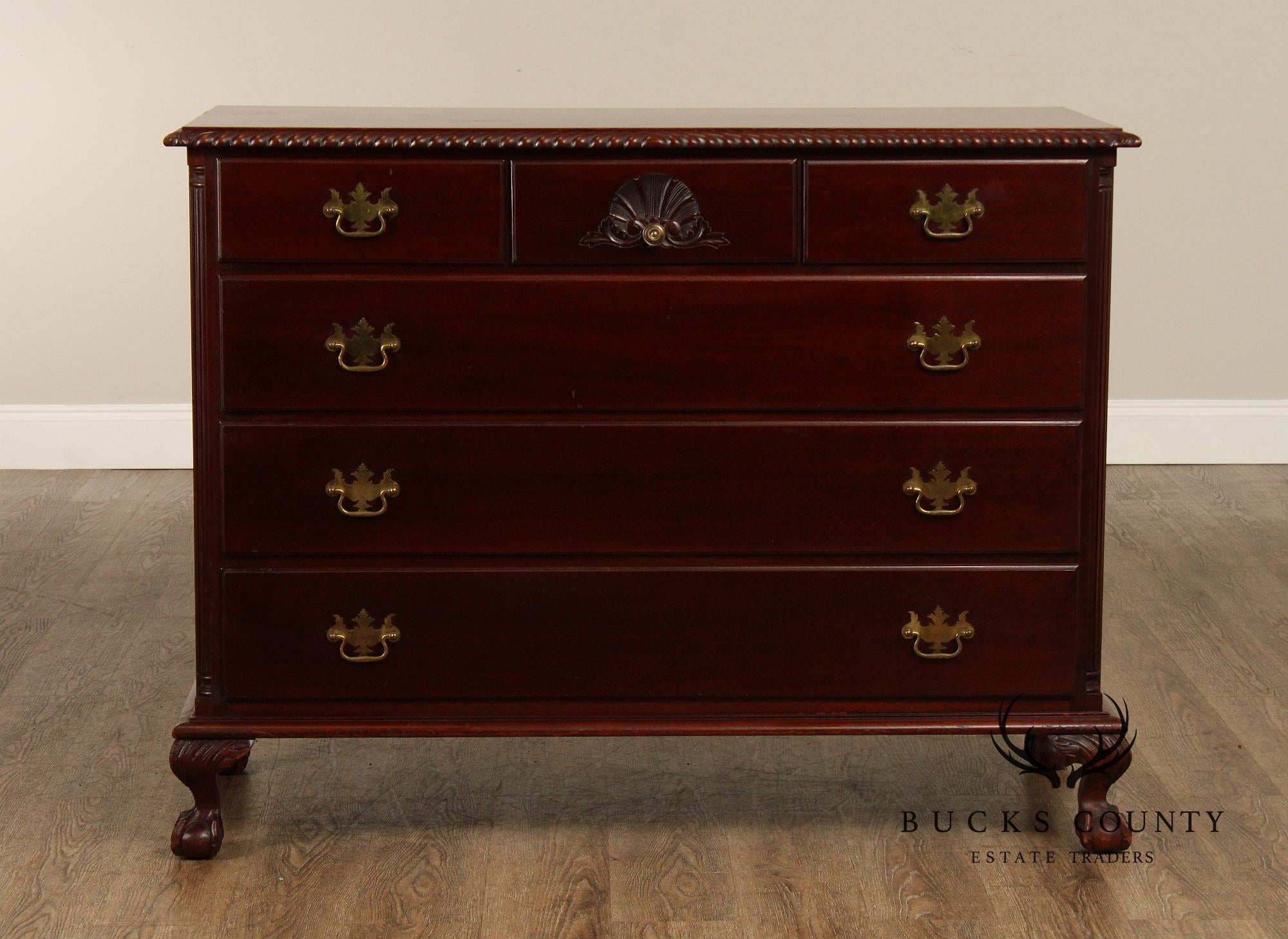 Chippendale Style Antique Bench Made Mahogany Chest of Drawers