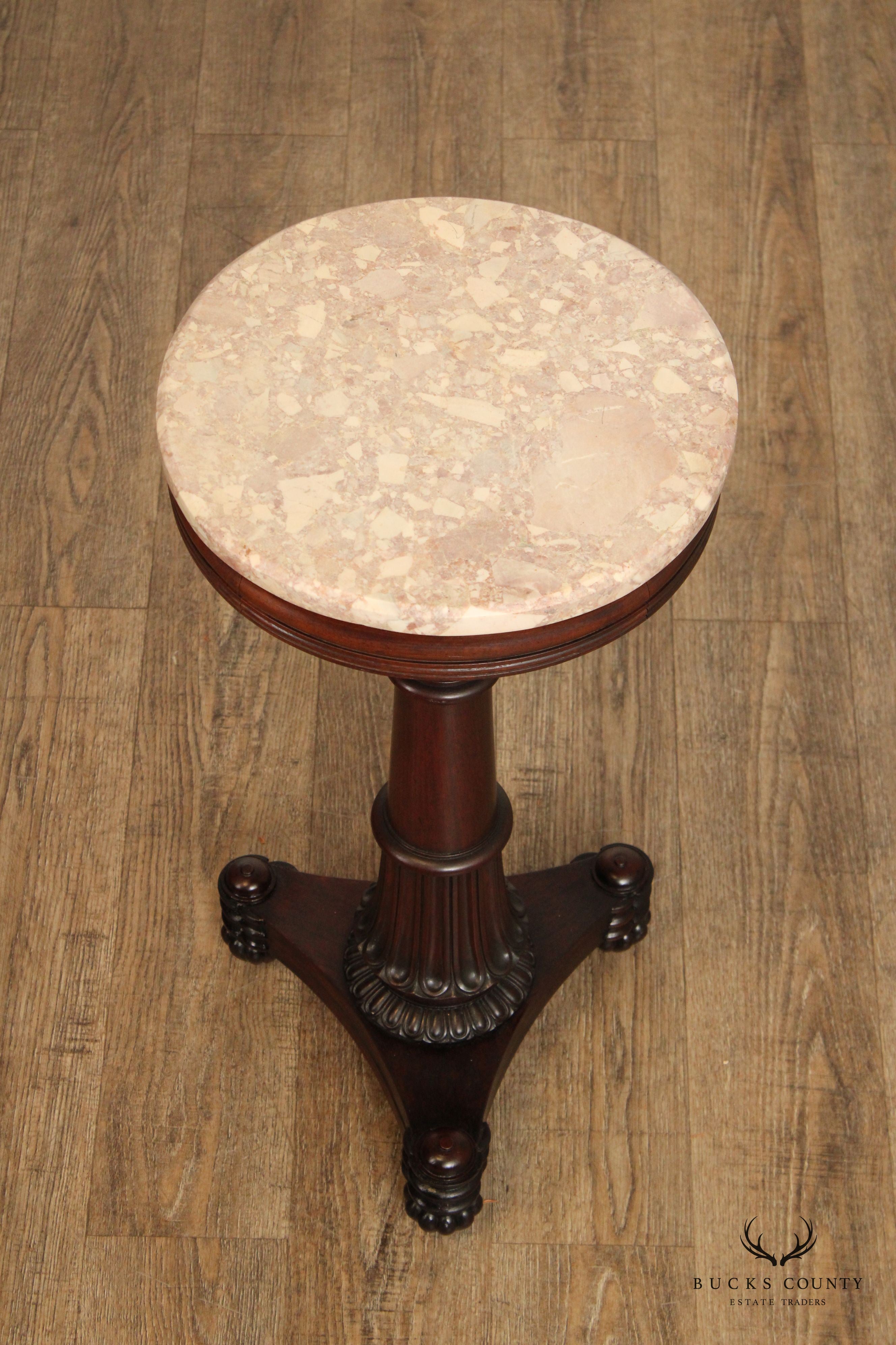 Antique Classical Mahogany Marble Top Pedestal