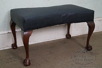 Mahogany Chippendale Style Claw Foot Bowtie Bench