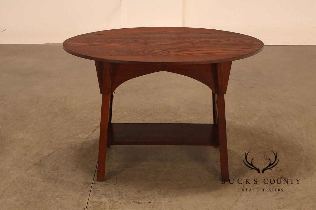 Antique Limbert Model 146 Arts And Crafts Oak Oval Table With Ash Top