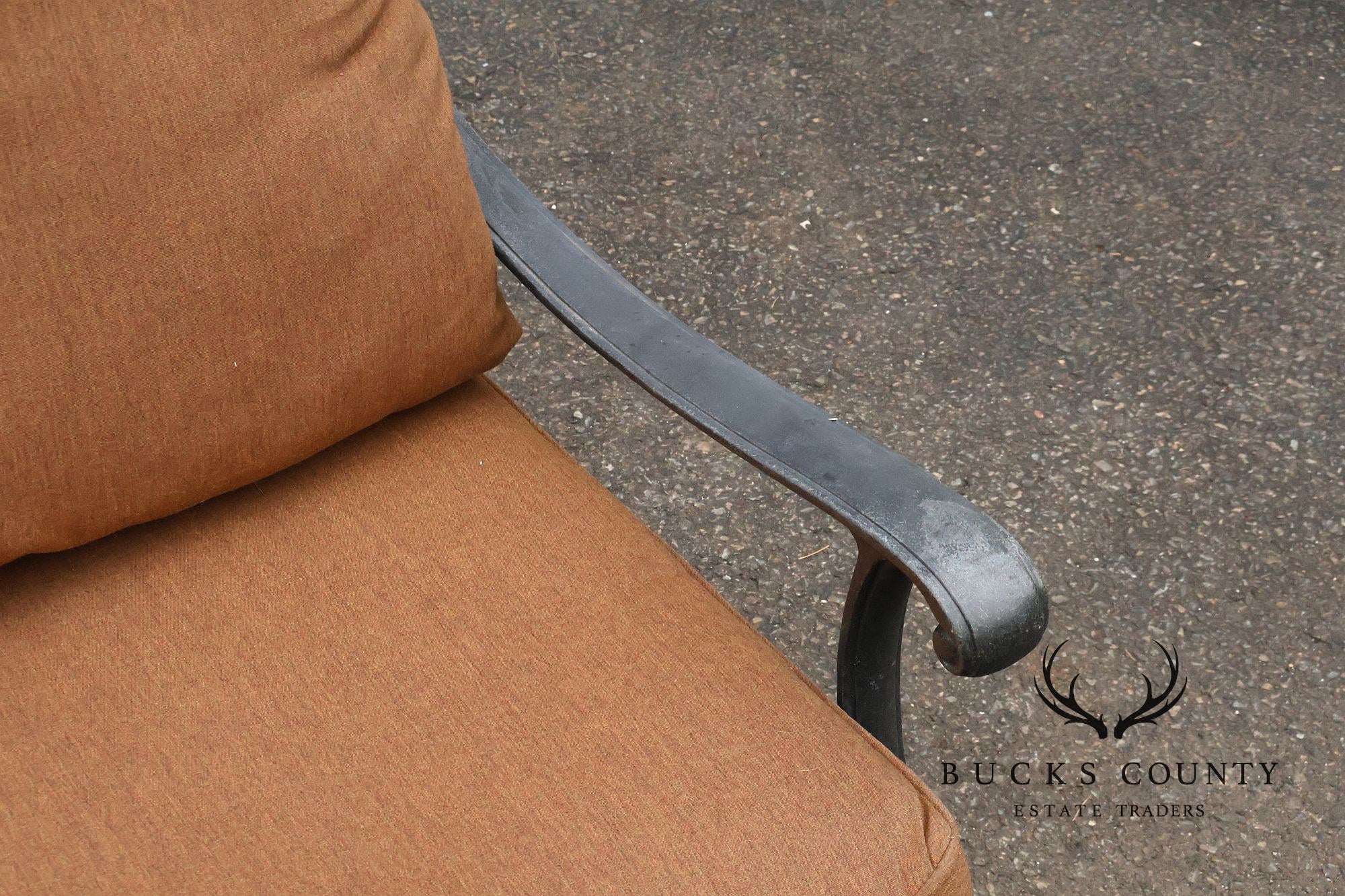 Cast Aluminum Pair Of Outdoor Swivel Lounge Chairs With Cushions