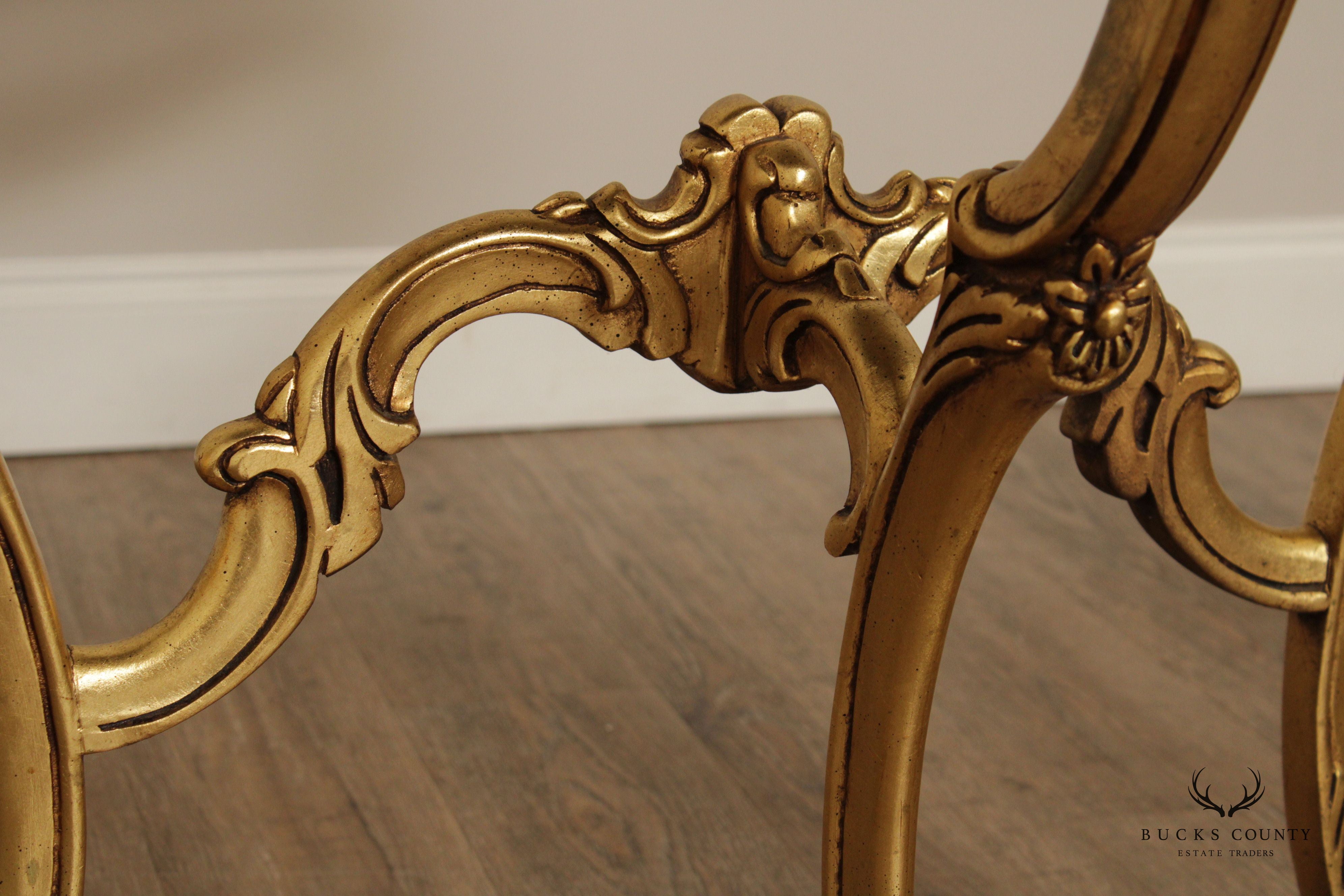 Italian Rococo Style Marble Top Giltwood Console Table