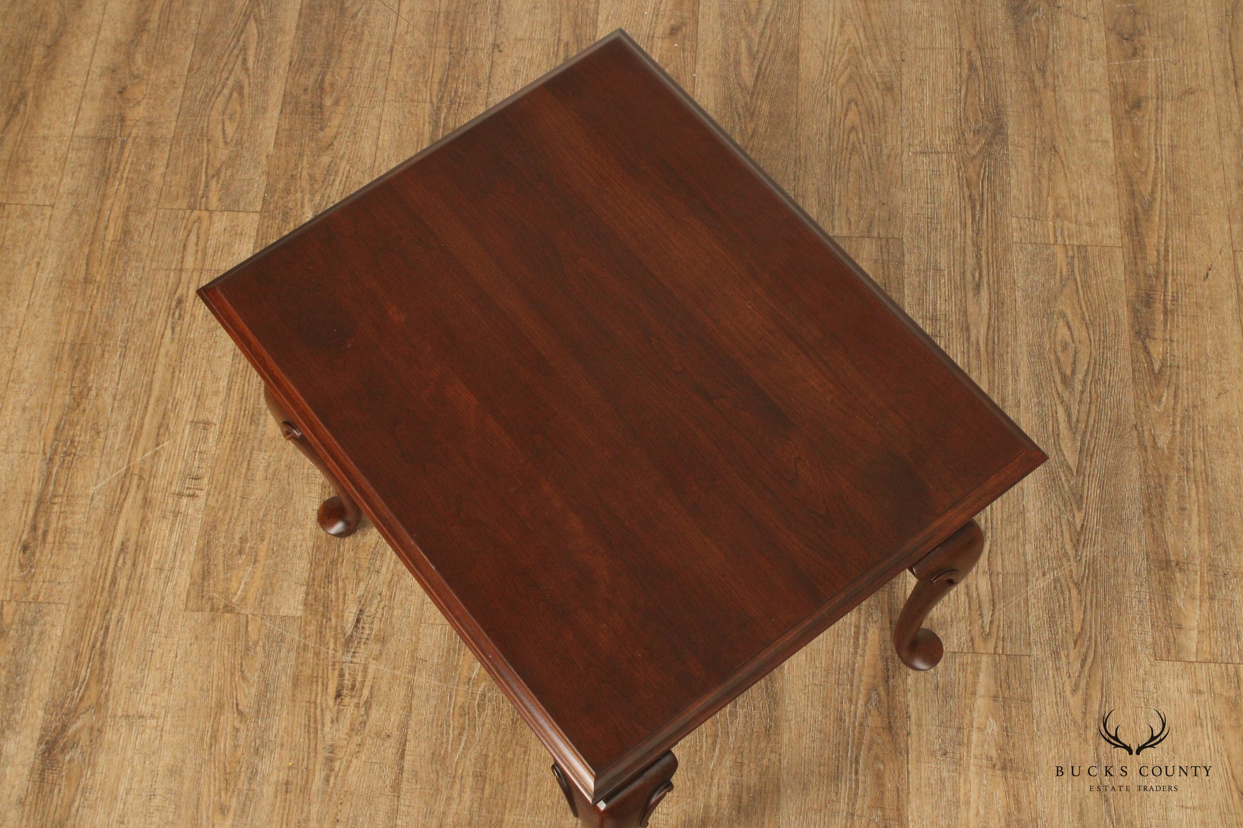 ETHAN ALLEN 'GEORGIAN COURT' QUEEN ANNE STYLE CHERRY END TABLE