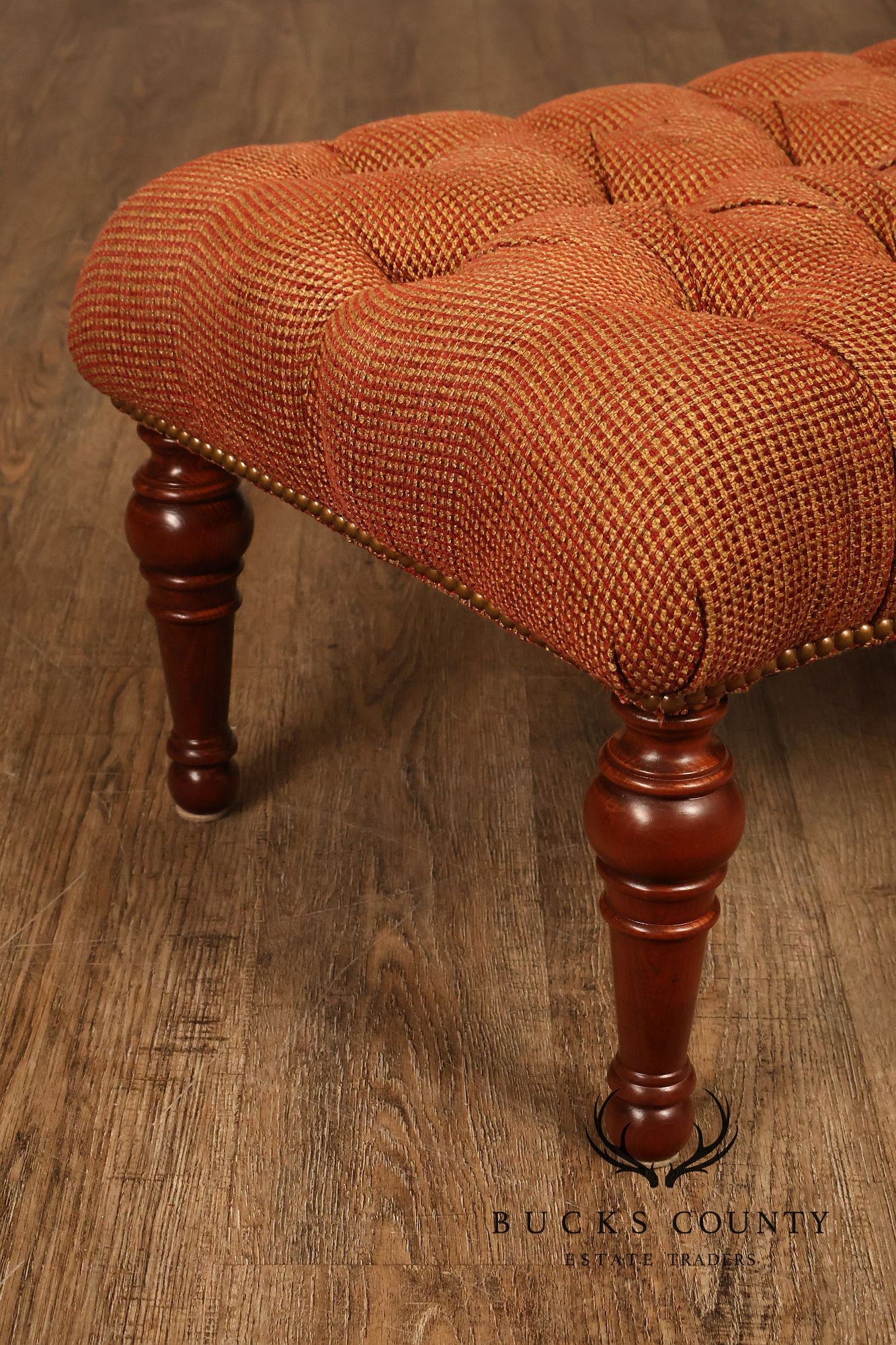 Stickley Leopold Wingback Upholstered Tufted Chair And Ottoman