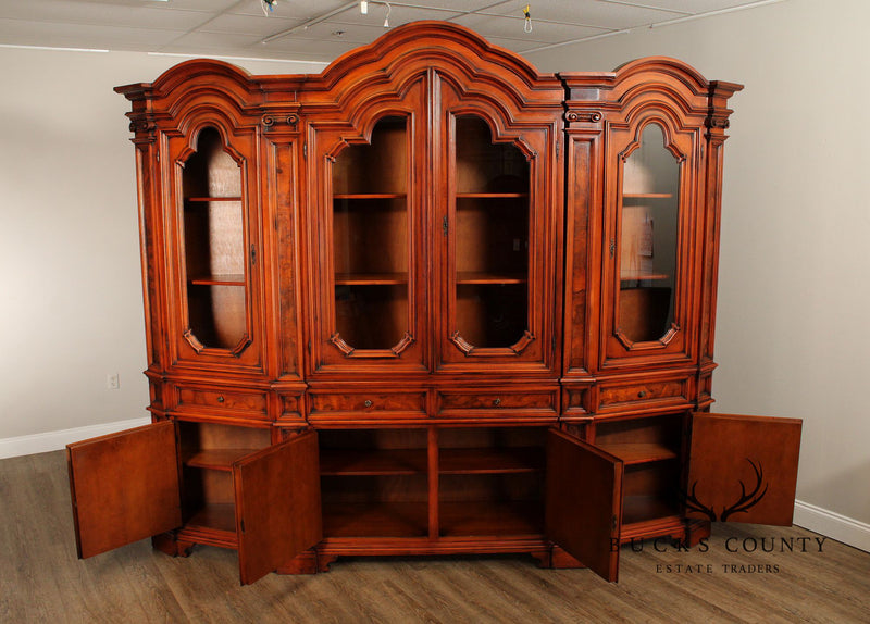 Italian Burlwood Monumental Library Bookcase Cabinet