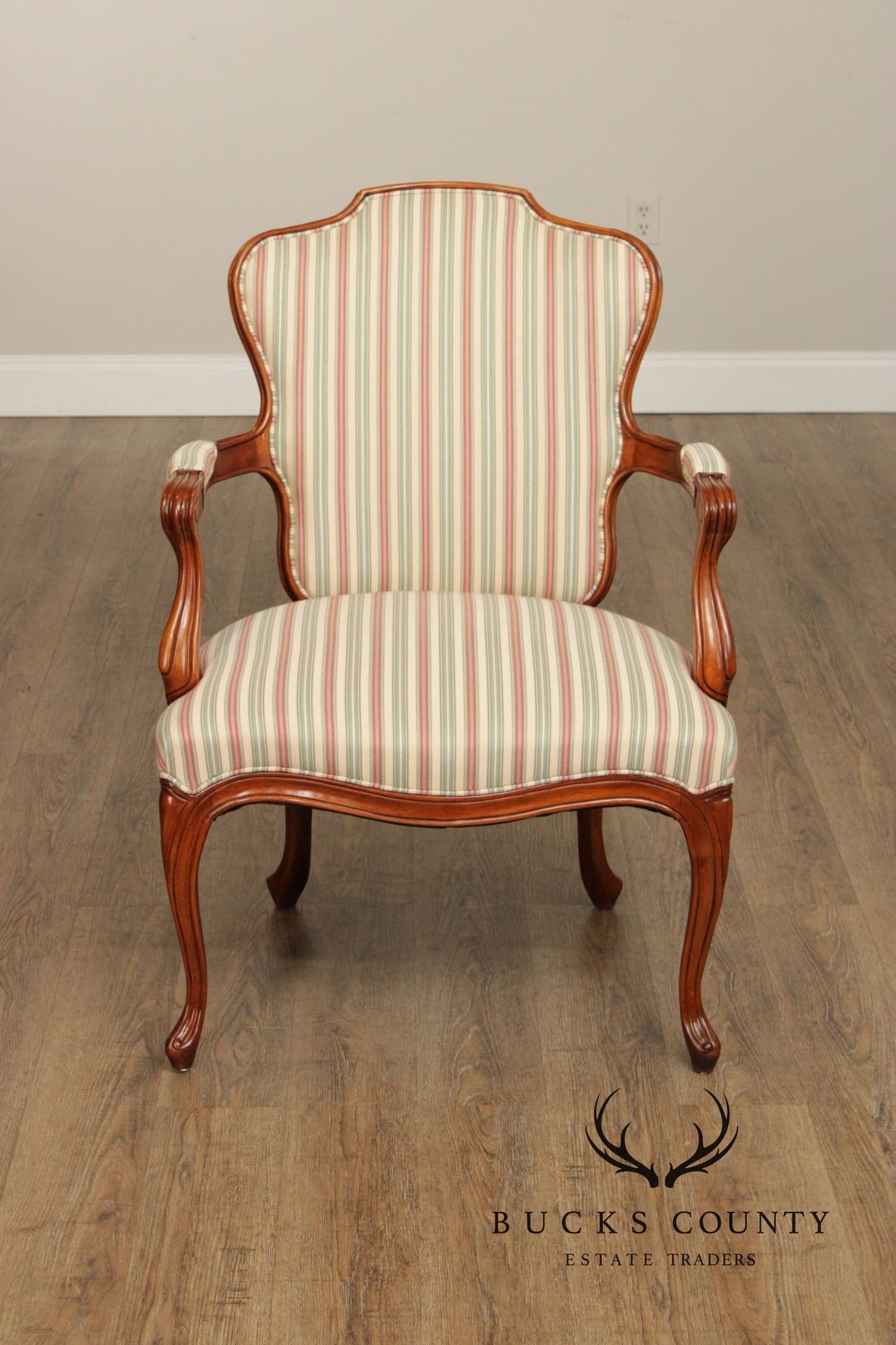 French Louis XV Style Pair of Carved Walnut Armchairs
