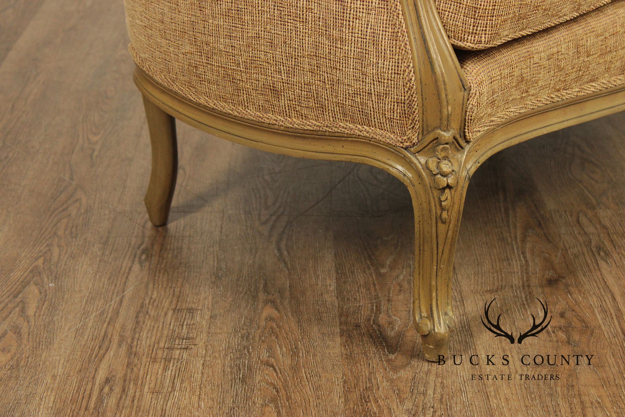 French Louis XV Style Distress Painted Settee Loveseat