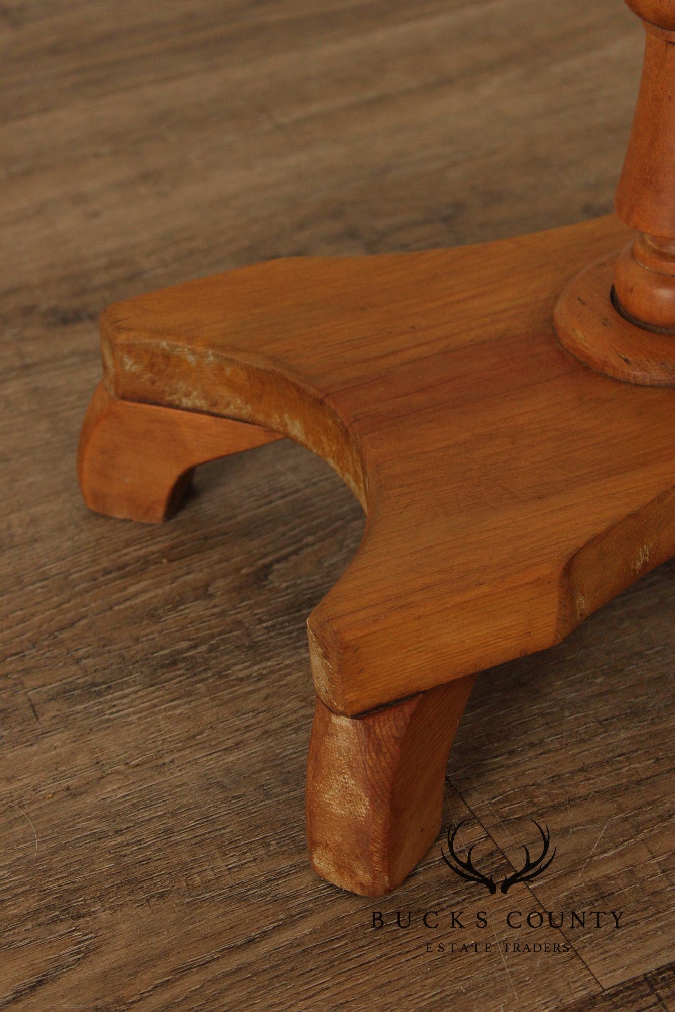 Antique English Pine Oval Top Candlestand