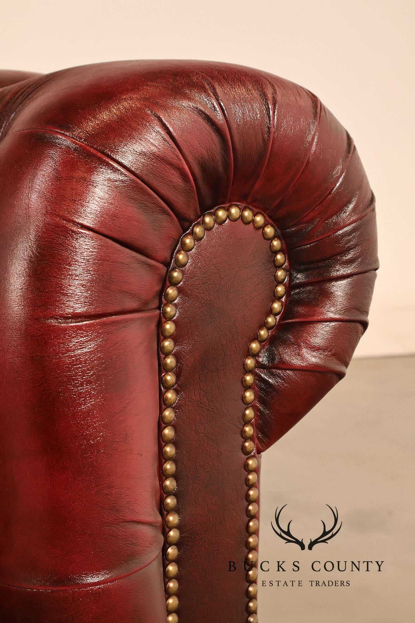 Chesterfield Style 7 Foot Oxford Red Tufted Leather Sofa