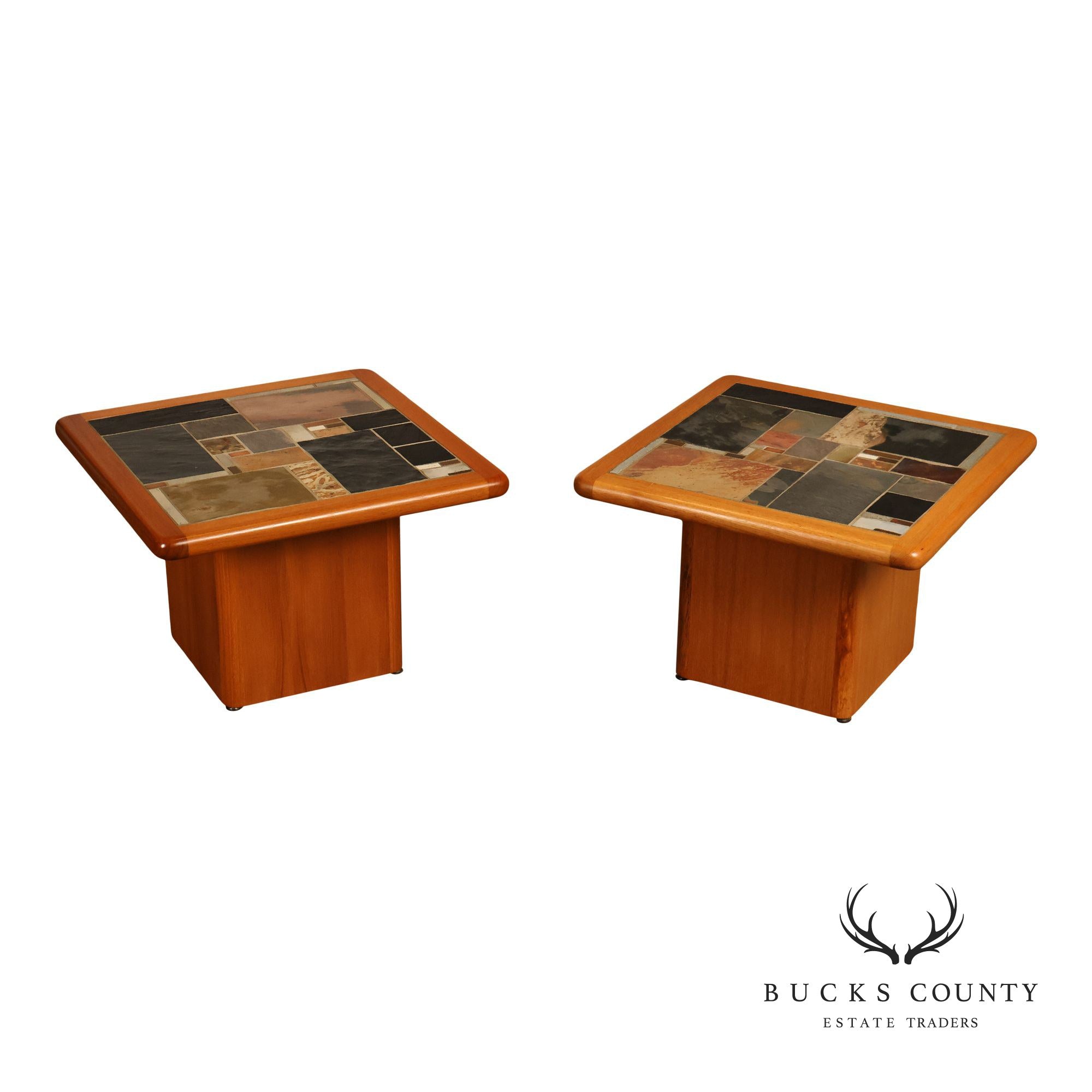 Sallingboe Jelling Pair Of Danish Modern Teak Tile Top End Tables