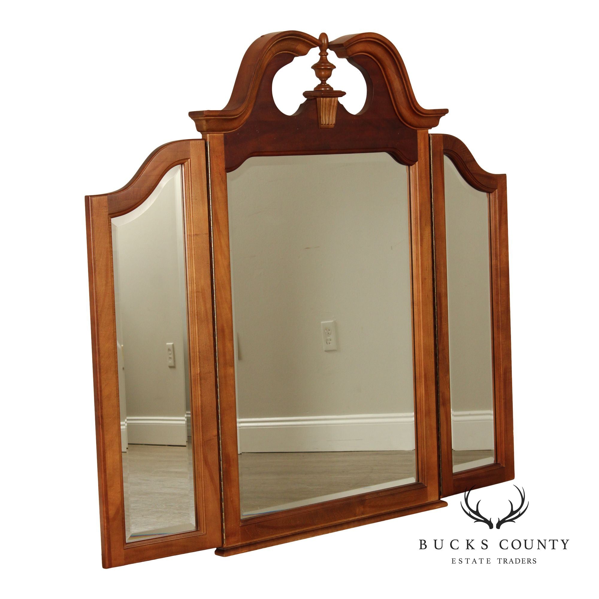 American Drew Georgian Style Tri-Fold Cherry Mirror