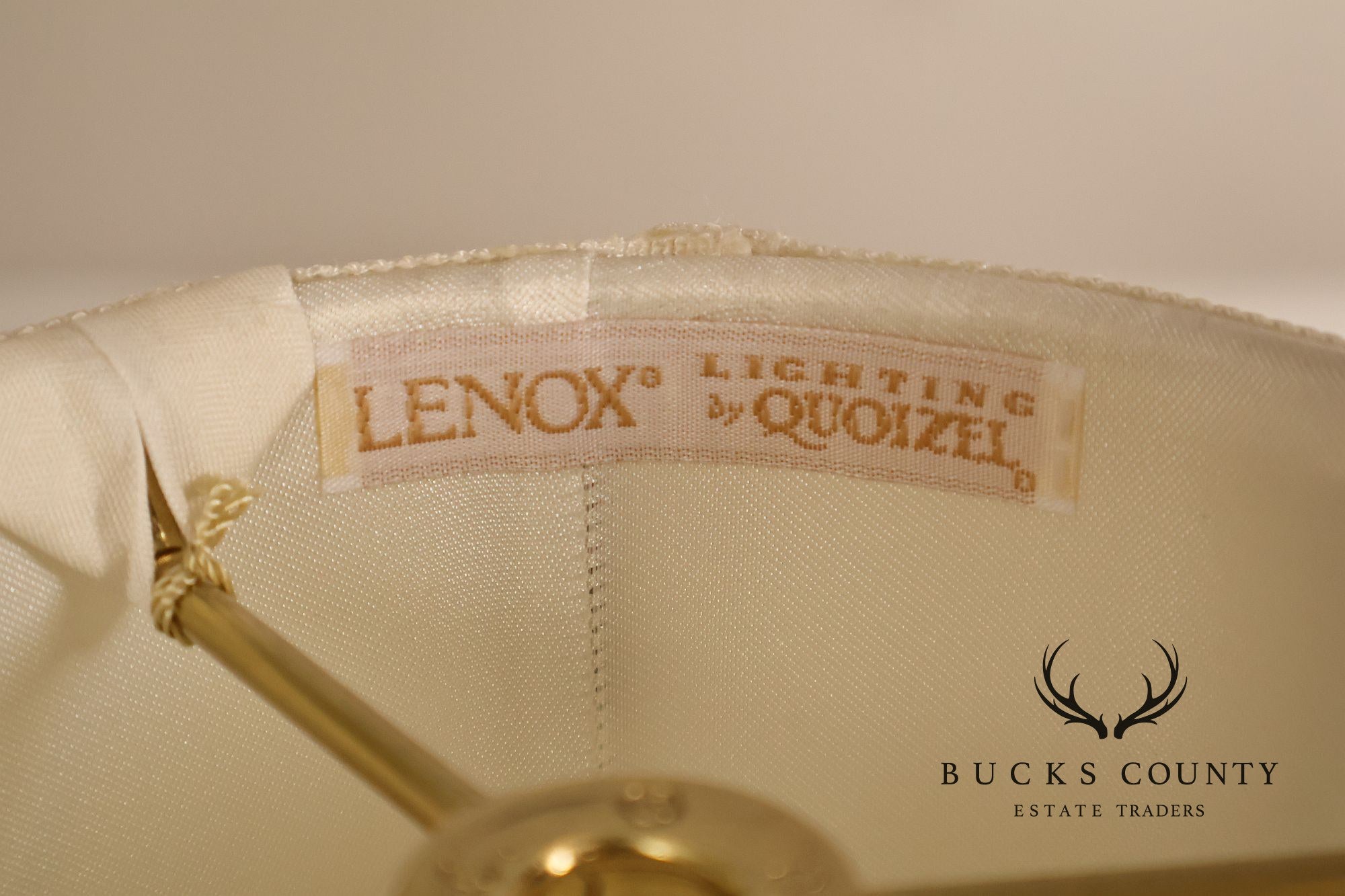 Lenox For Quoizel Pair of Brass and Porcelain Tall Table Lamps