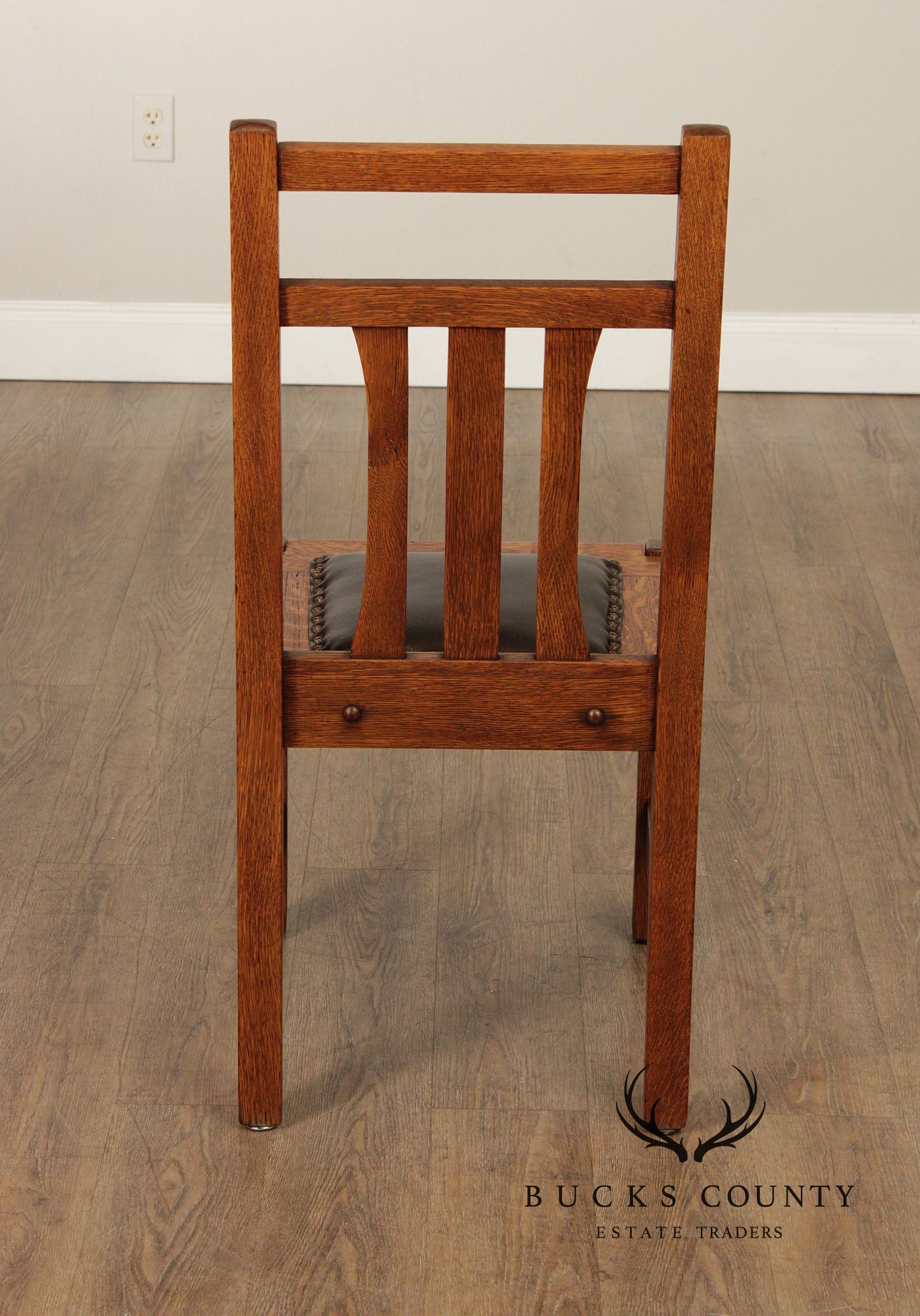 Antique Mission Oak Set of Five Dining Side Chairs