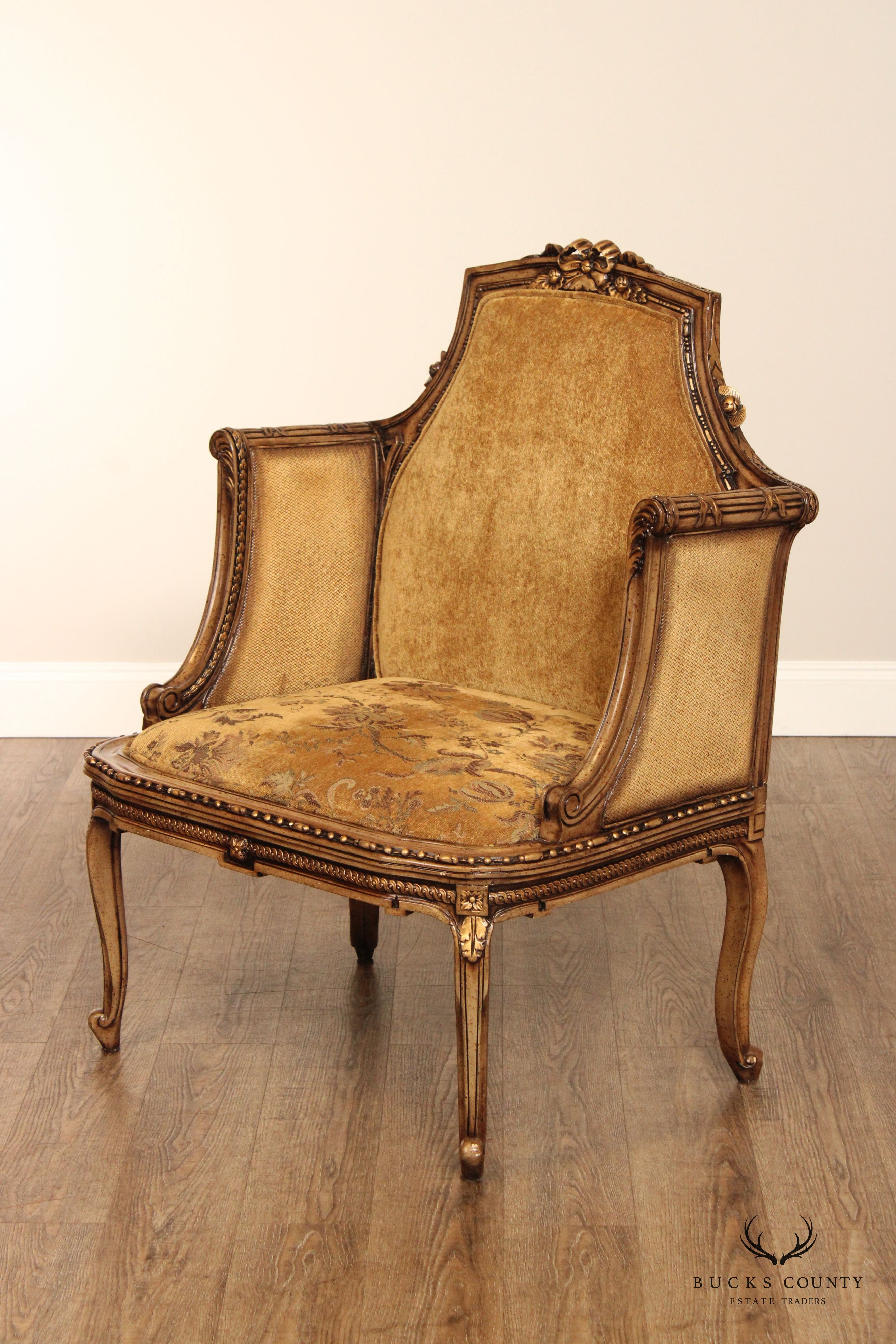 French Louis XV Style Gilt Painted Armchair