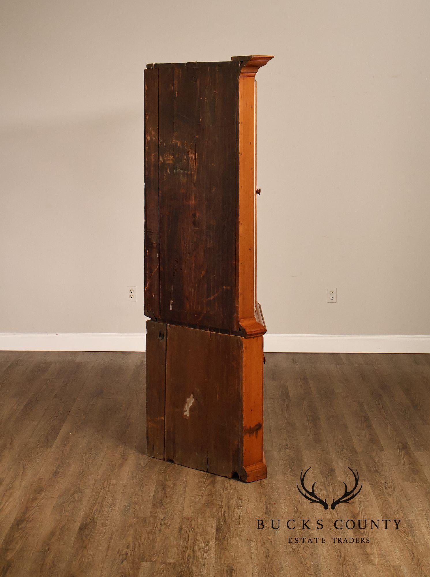 Antique Primitive Pine Single Door Corner Cabinet