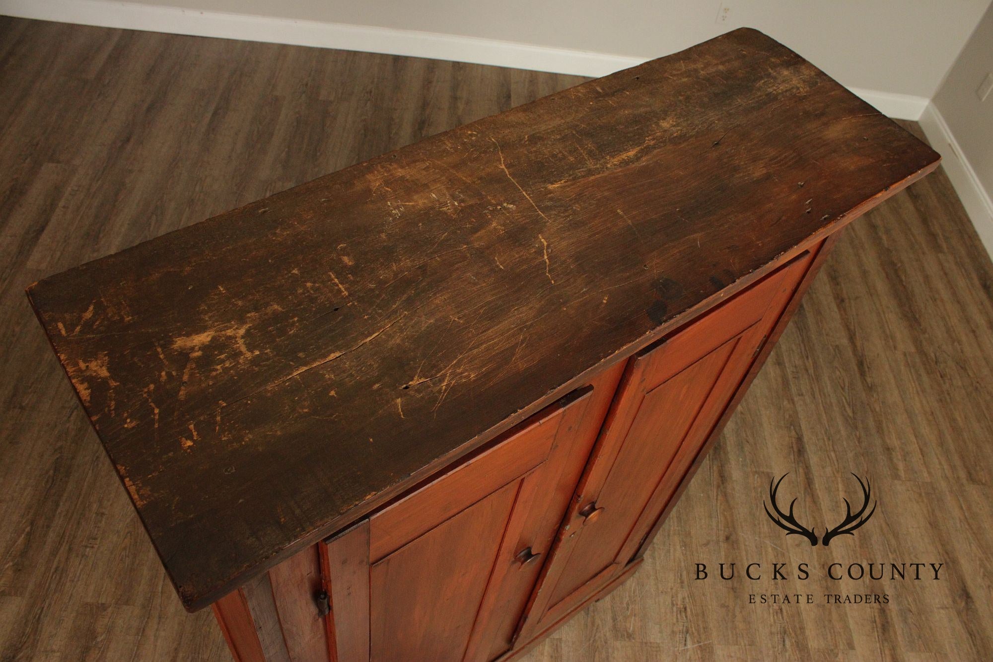 Antique Softwood Two-Door Pantry Cupboard