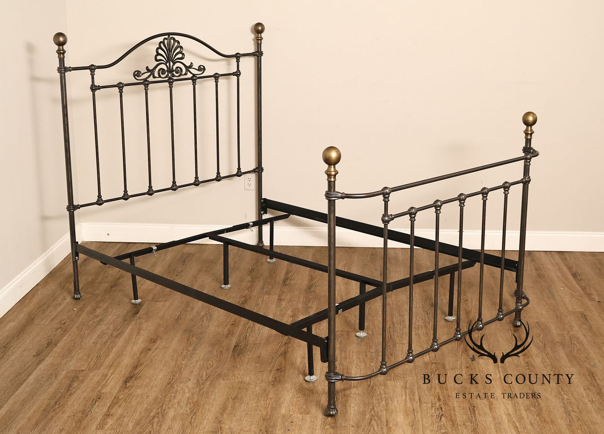 Victorian Style Traditional Wrought Iron And Brass Queen Size Bed Frame
