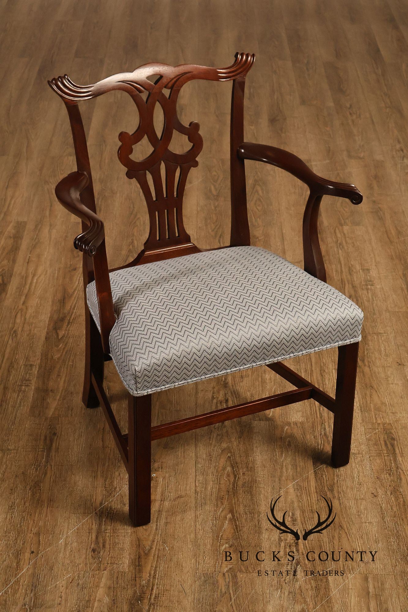 1940's Chippendale Style Set Of Eight Custom Mahogany Dining Chairs