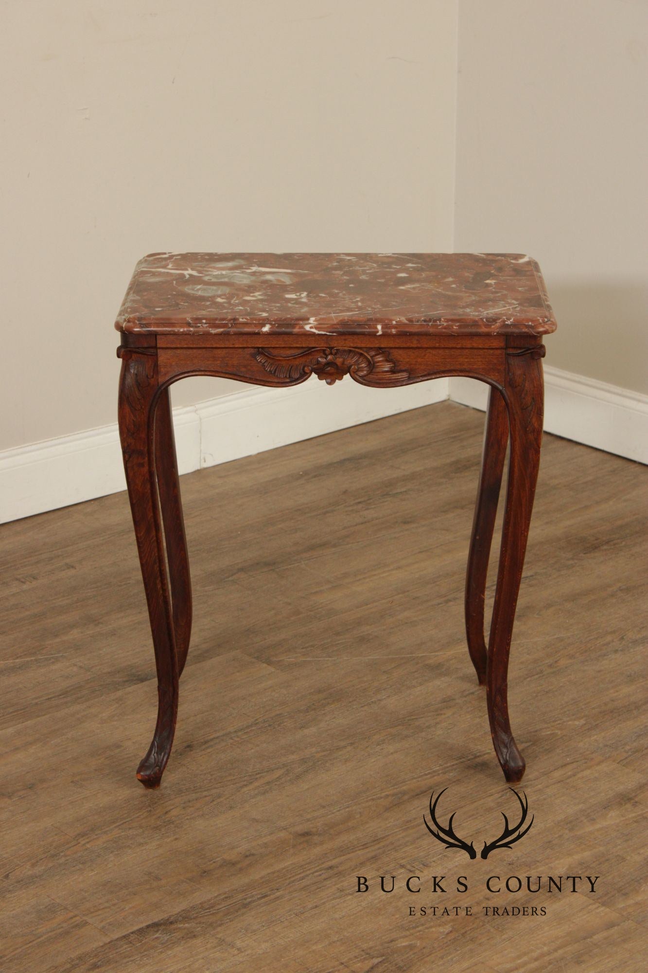 French Louis XV Style Marble Top End Table