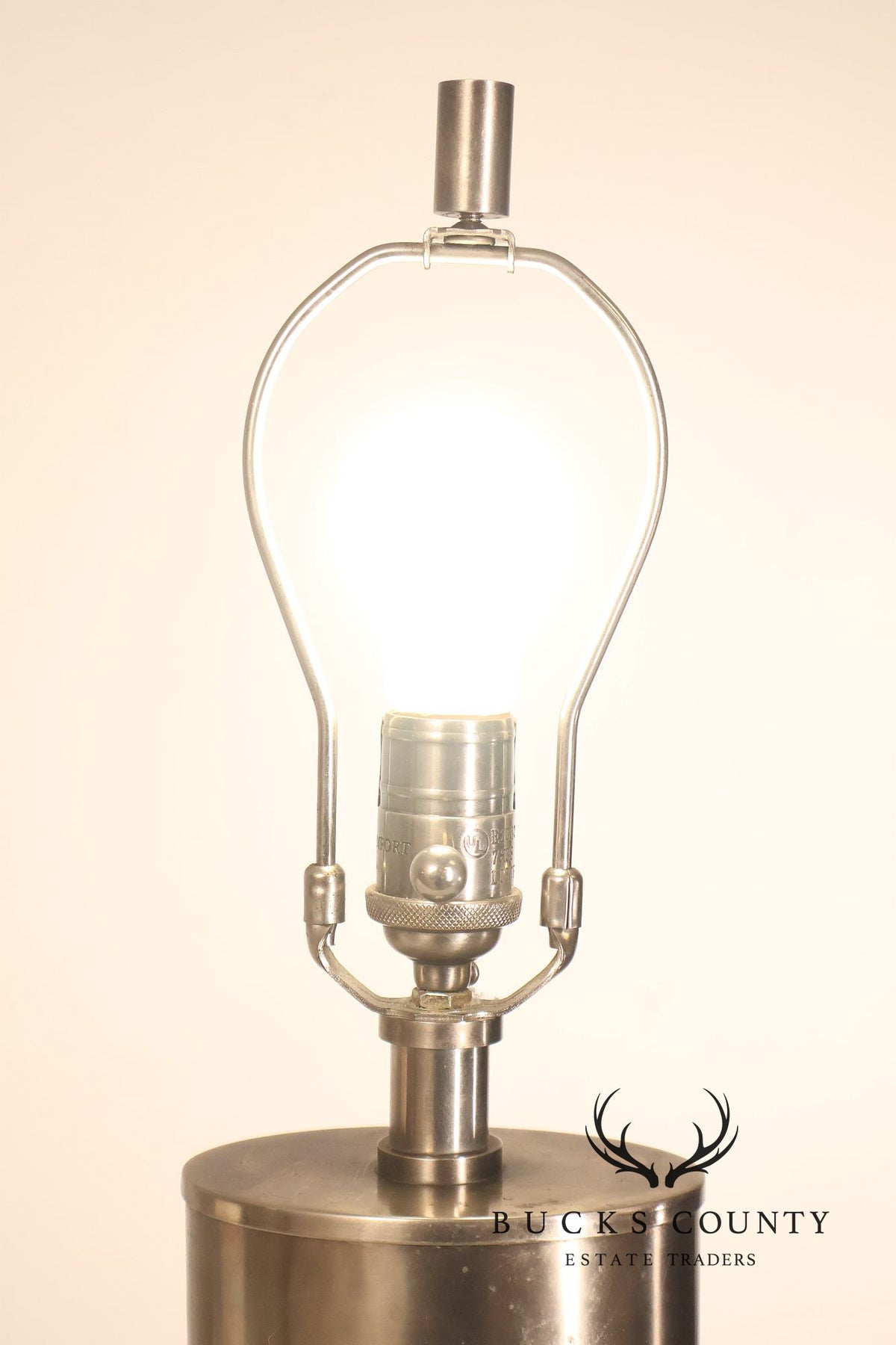 Comfort Co. Modernist Pair of Cylindrical Metal Table Lamps