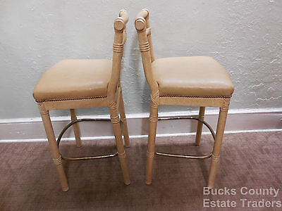 Quality Pair of Faux Bamboo Crackle Paint Bar Stools