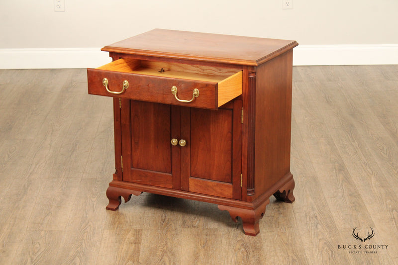 Chippendale Style Cherry Nightstand Cabinet