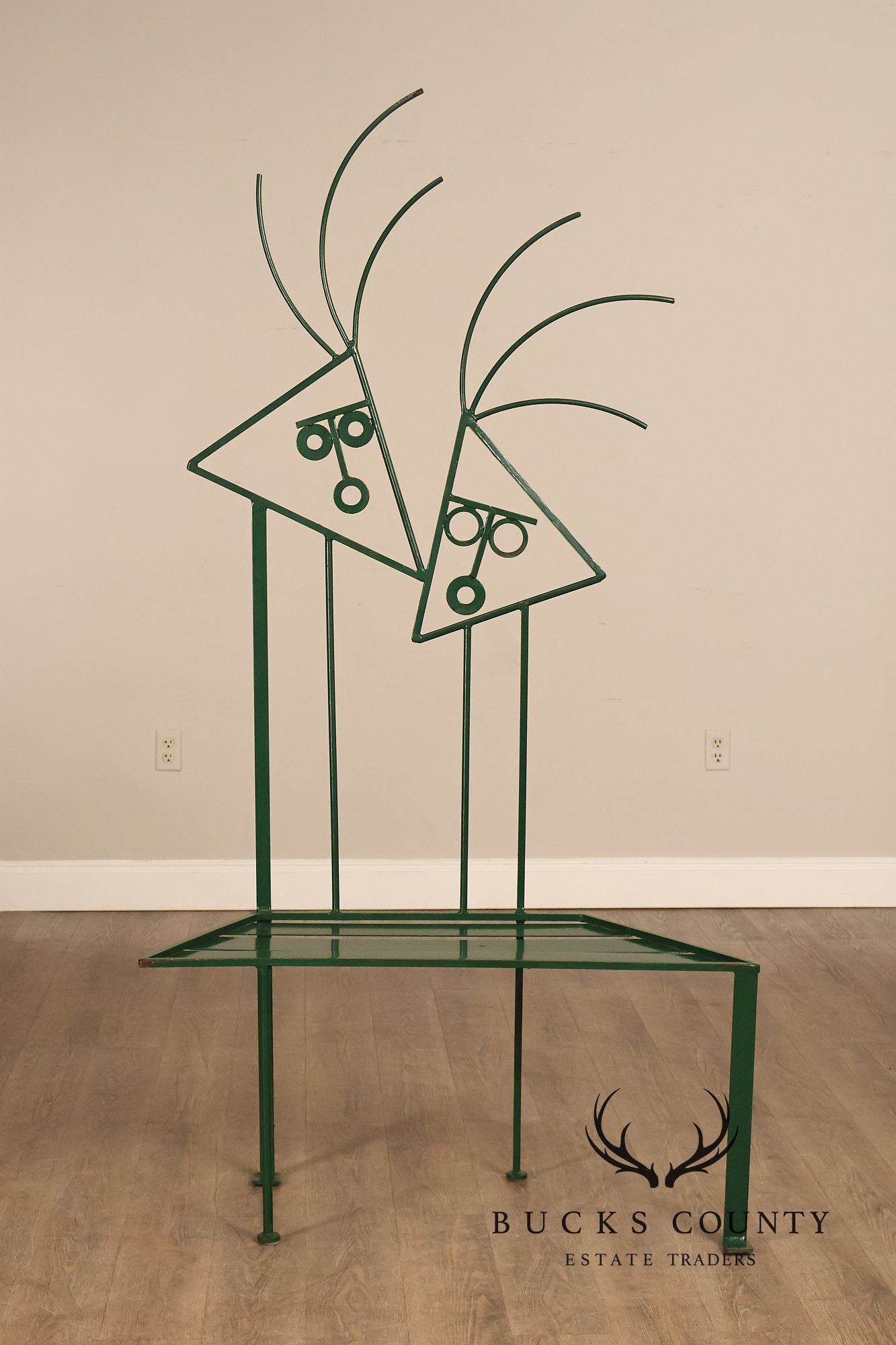 W. Travis 1998 “Sisters” Painted Metal Sculpture Bench