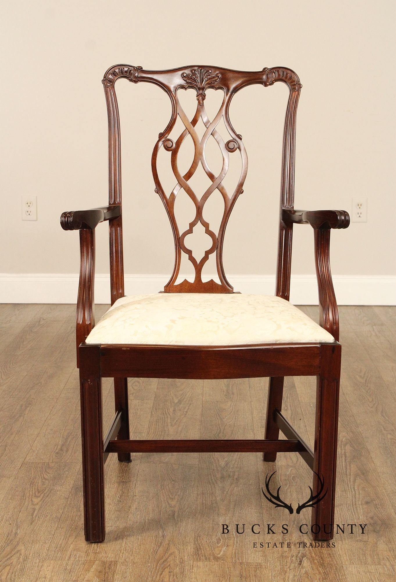 Chippendale Style Quality Set Of Ten Solid Mahogany Dining Chairs