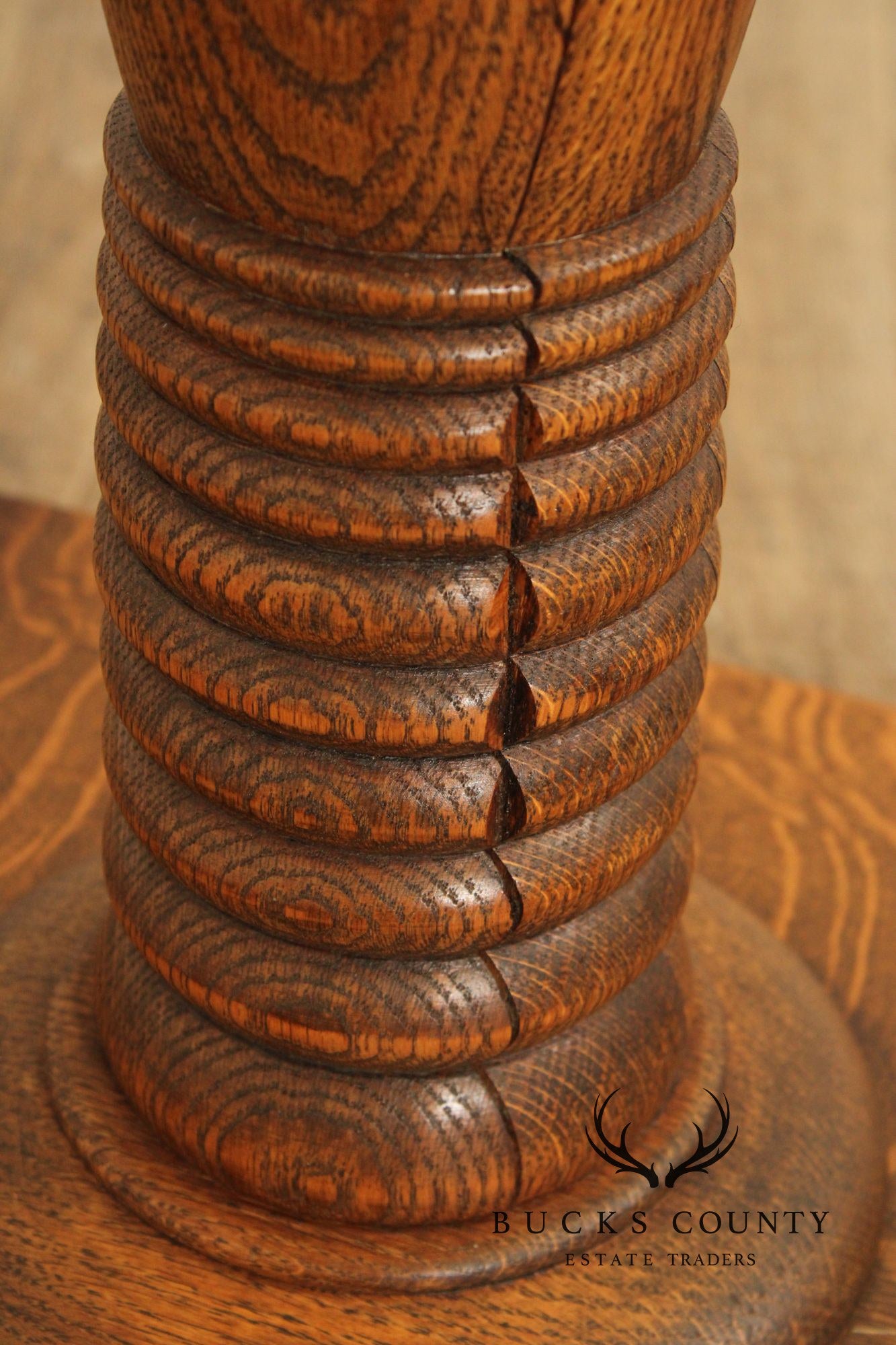 Antique Turned Oak Pedestal Plant Stand